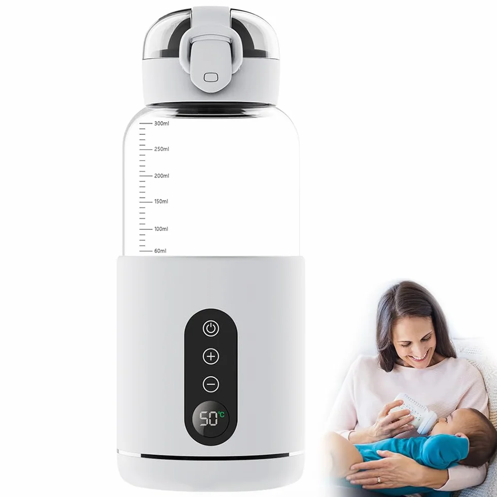 Przenośny podgrzewacz do butelek, 300 ml Podróżujący podgrzewacz do butelek z regulacją temperatury, podgrzewacz do butelek dla dzieci w podróży do domu lub podróży