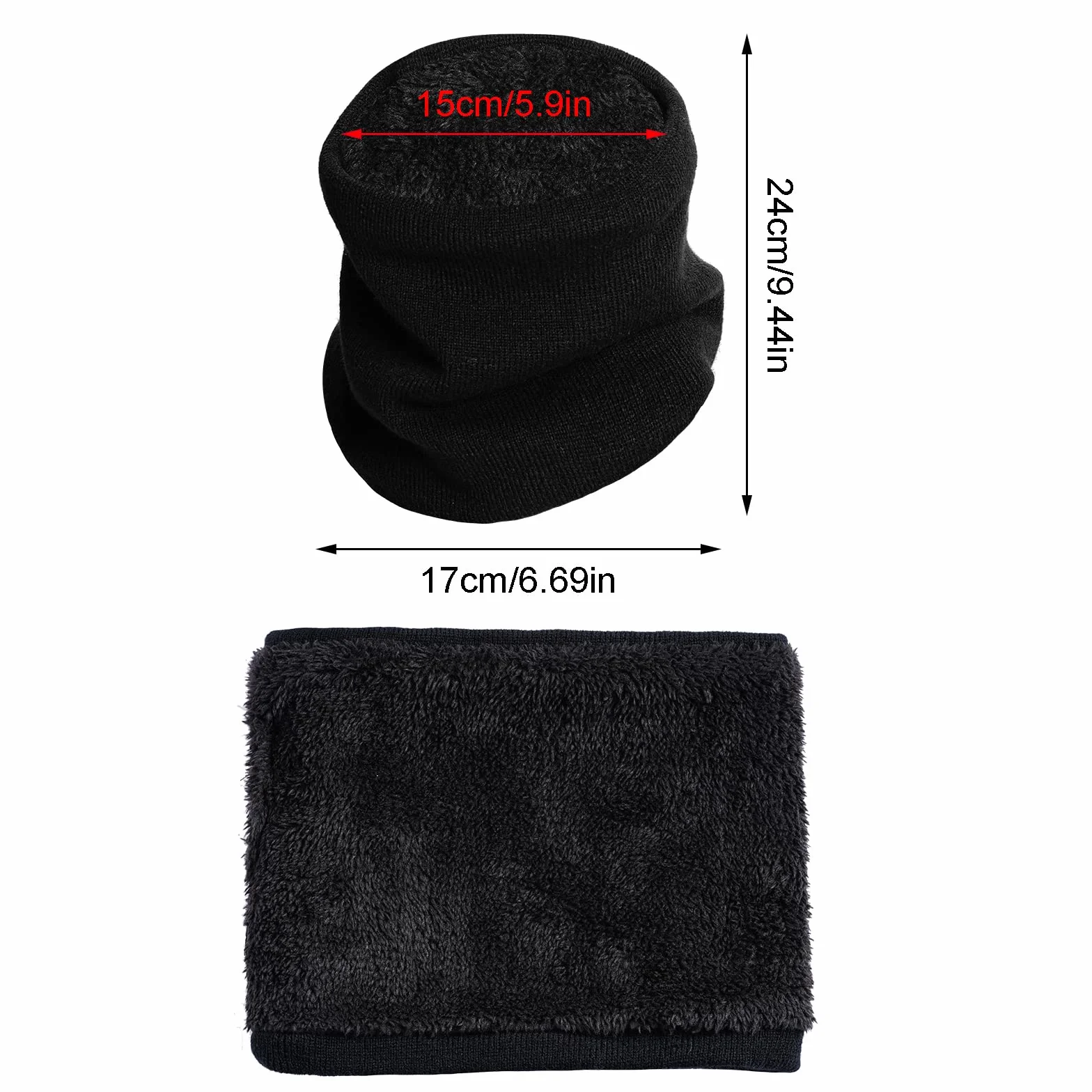 baotongle Zimowa czapka typu beanie, szalik, rękawiczki z funkcją obsługi ekranu dotykowe zestaw Zimowa czapka Męska szalik z ciepkim podszewkowym futrem dzianinowy dla mężczyzn i kobiet