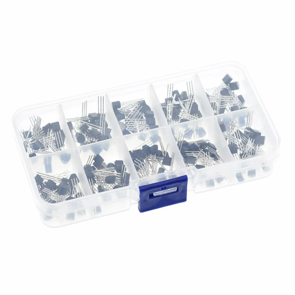 Uniwersalne tranzystory, tranzystory Potencia, tranzystory BJT, tranzystory mocy, 200 sztuk, ze schowkiem, BC337 BC327 2N2222 2N2907 2N3904 2N3906 S8050 S8550 A1015 C115 C111 815