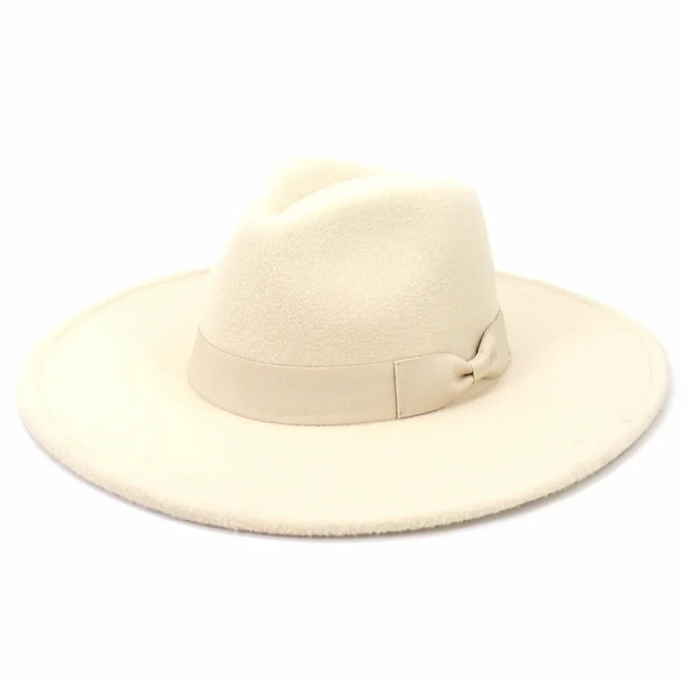 Fengyan damska elegancka filcowa czapka fedora duży szeroki daszek