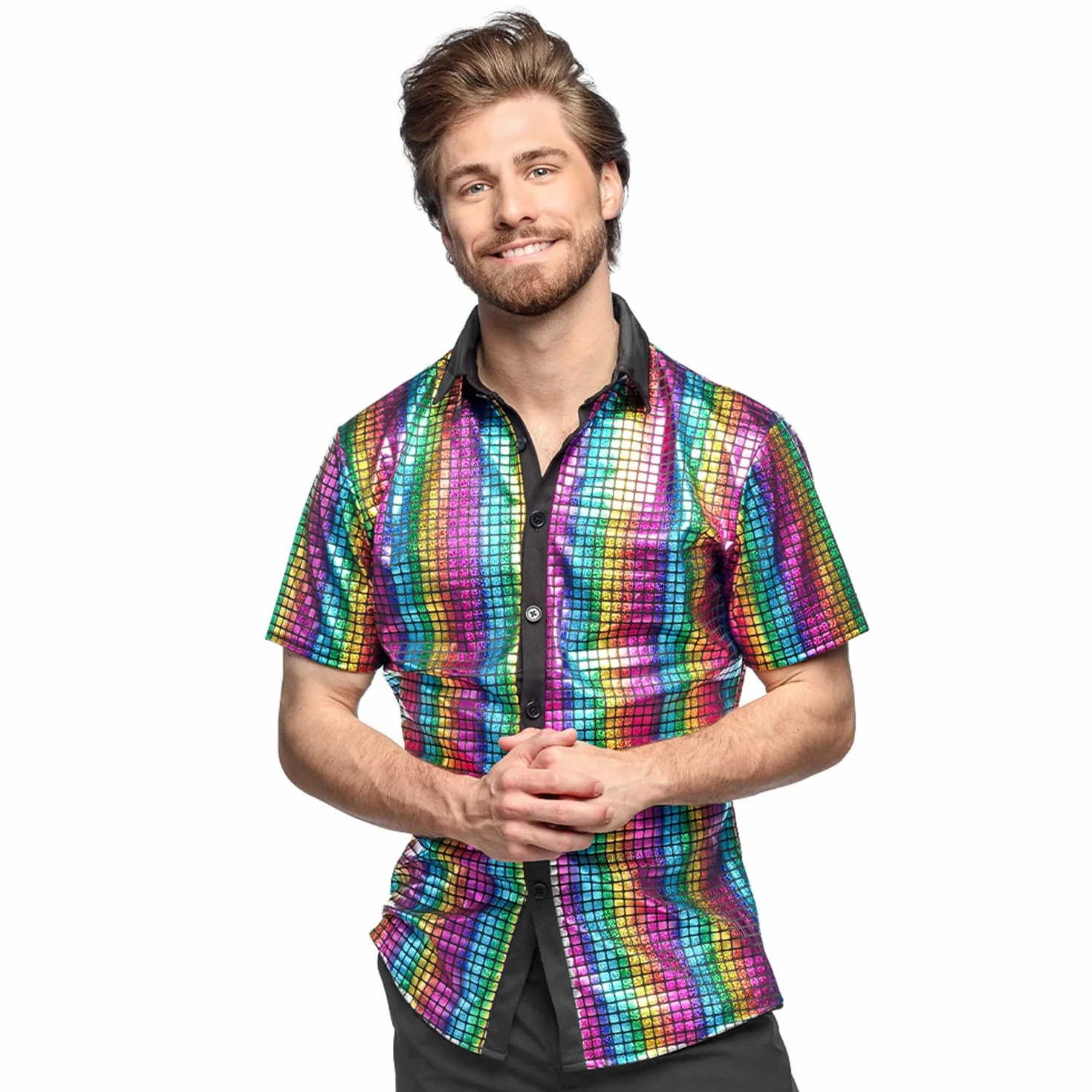 Boland Coloured Disco Diamond Shirt koszula męska z krótkim rękawem imprezowa