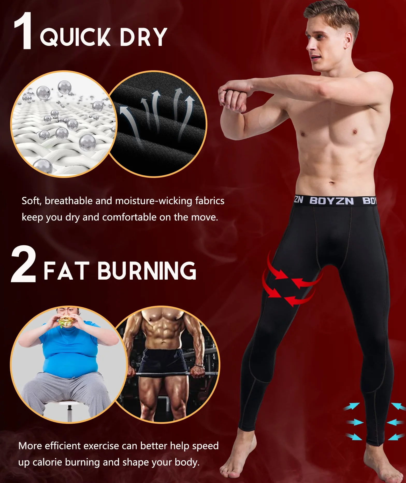Boyzn 1 lub 2,3 pary męskich spodni kompresyjnych, bielizna funkcyjna, legginsy sportowe dla mężczyzn, długie rajstopy, legginsy fitness z kieszeniami/bez kieszeni, do biegania, jazdy na rowerze