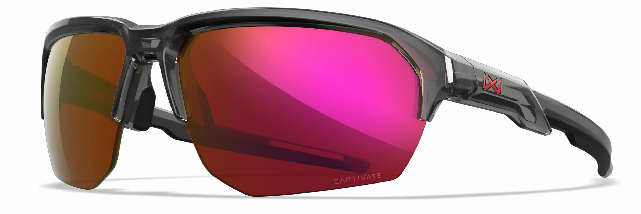 Wiley X JAKL Captivate okulary przeciwsłoneczne, okulary ochronne dla mężczyzn i kobiet, ochrona oczu UV do fotografowania i na zewnątrz, połysk, krystalicznie czyste oprawki, czerwone lustrzane