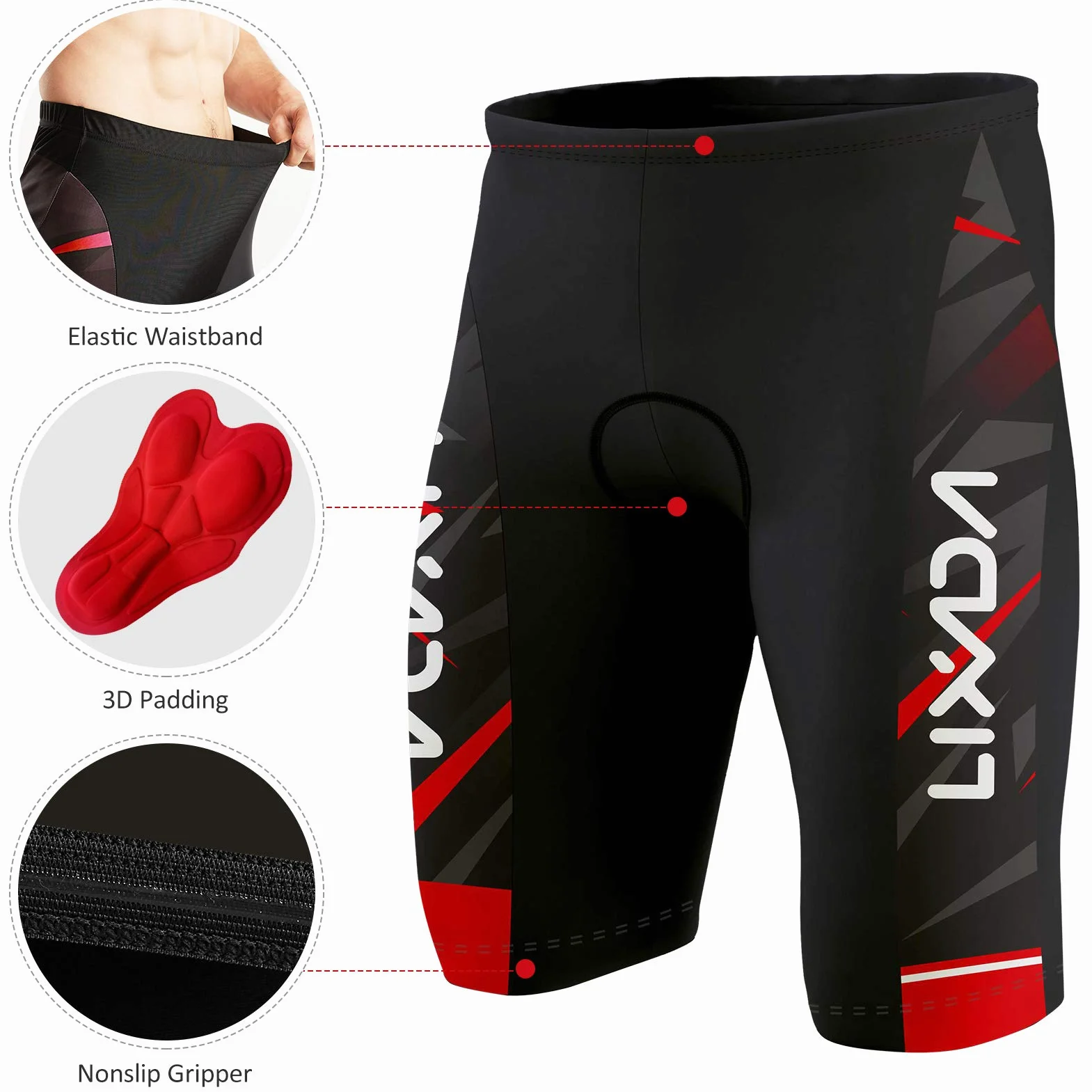 Lixada Męska koszulka rowerowa z krótkim rękawem, oddychająca koszulka rowerowa z krótkim rękawem, wyściełana, do jazdy na rowerze, sportów na świeżym powietrzu