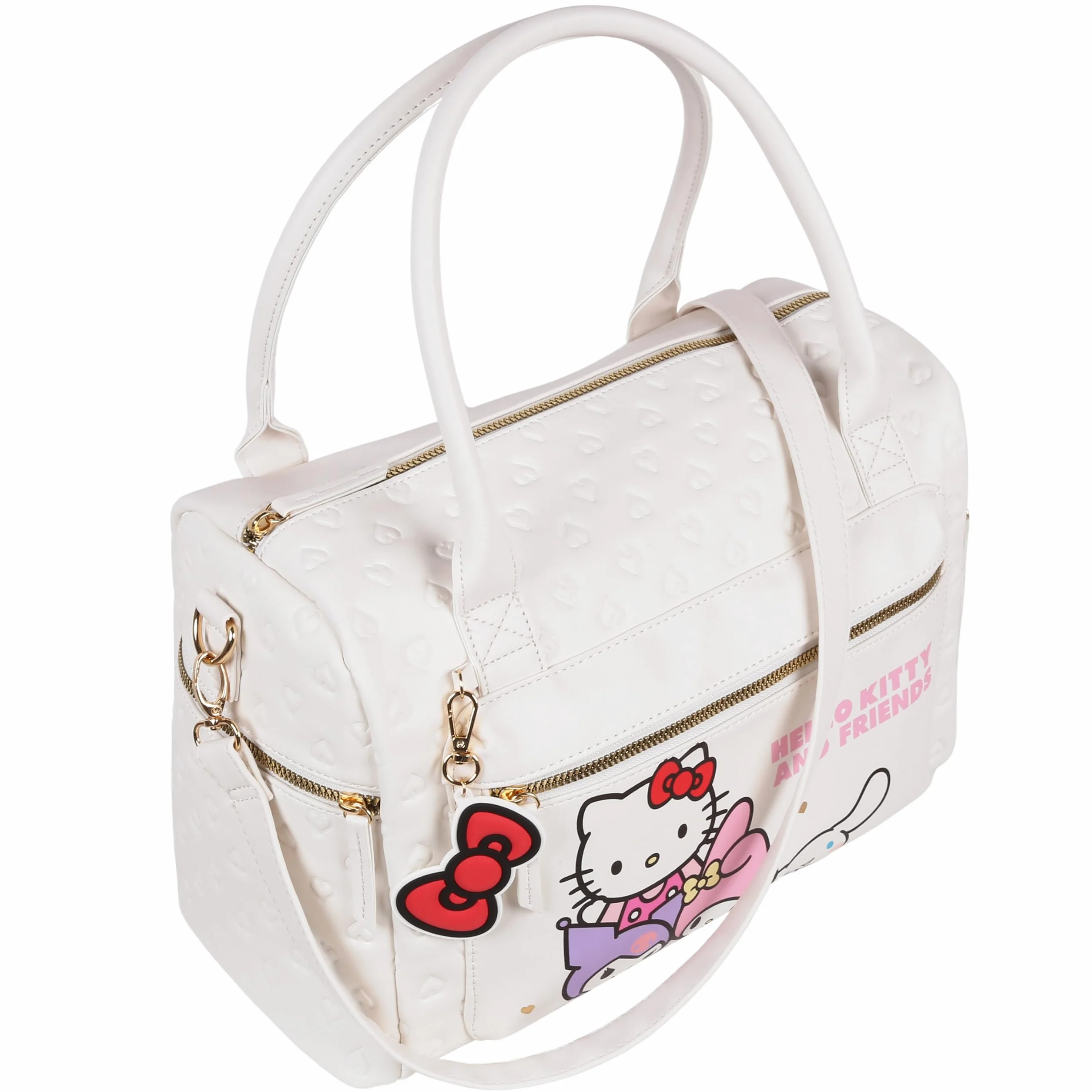 Hello Kitty torba podróżna, torba turystyczna, torba weekendowa na zamek, biała 38x26x16 cm