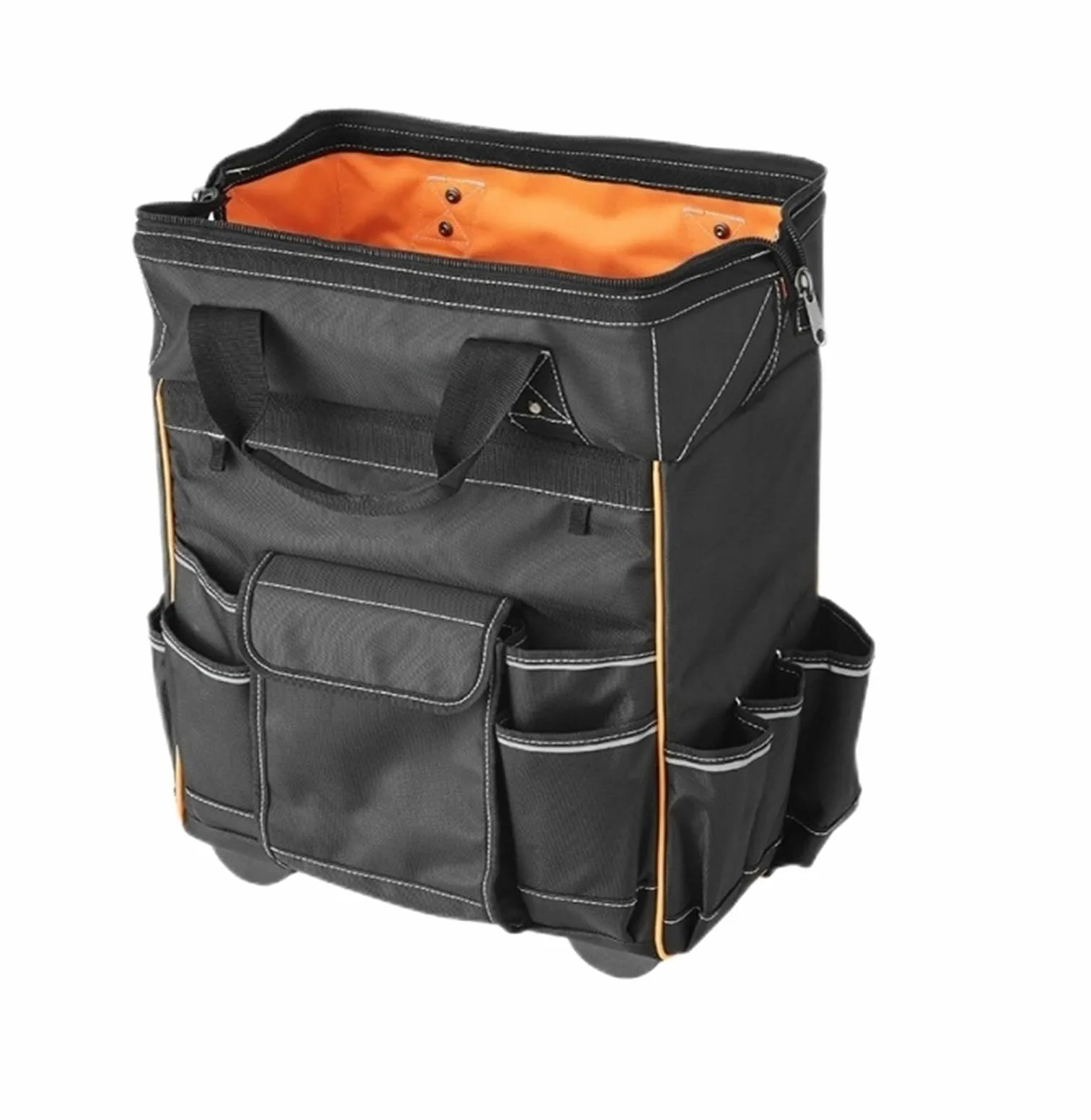 110 Lb Wheel Tool Torba na narzędzia 25 kieszeni na kółkach z teleskopowym uchwytem Organizer do toreb na narzędzia dla mechaników, 15 cali, Taglia unica
