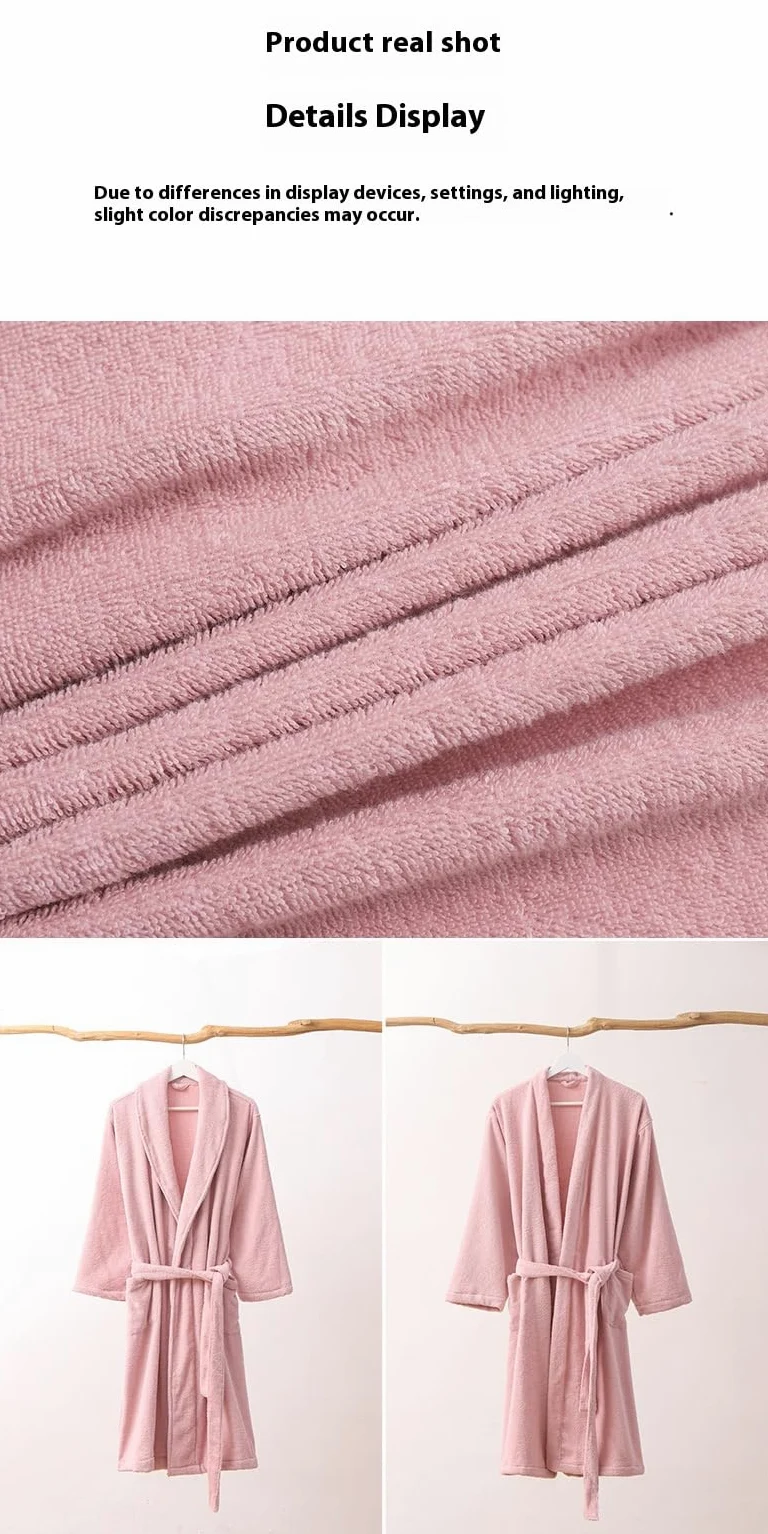 Miękki lekki bawełniany szlafrok dla kobiet mężczyzn, cienki unisex średniej długości szlafrok spa, solidny pluszowy szlafrok w stylu kimono