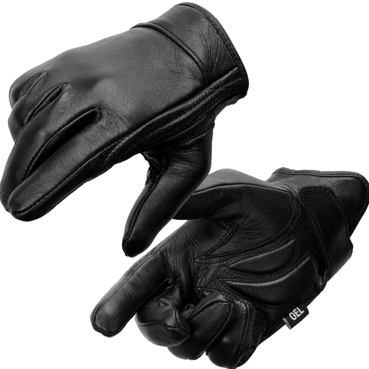 Milwaukee Leather MG7510 skórzane rękawiczki dla mężczyzn, z żelową powierzchnią, czarne