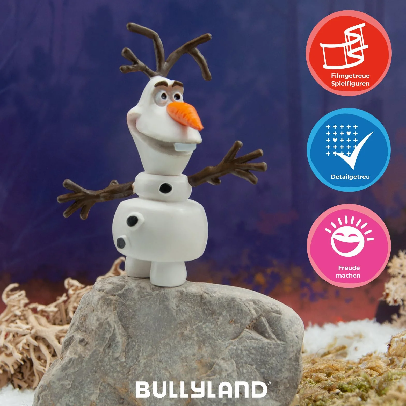 Bullyland Bullyland 12963 – Figurka zabawkowa, Kraina Lodu Walta Disneya – Olaf, ok. Figurka o wysokości 4,5 cm, z miłością, ręcznie malowana, nie zawiera PCV, świetny prezent dla chłopców i dziewcząt