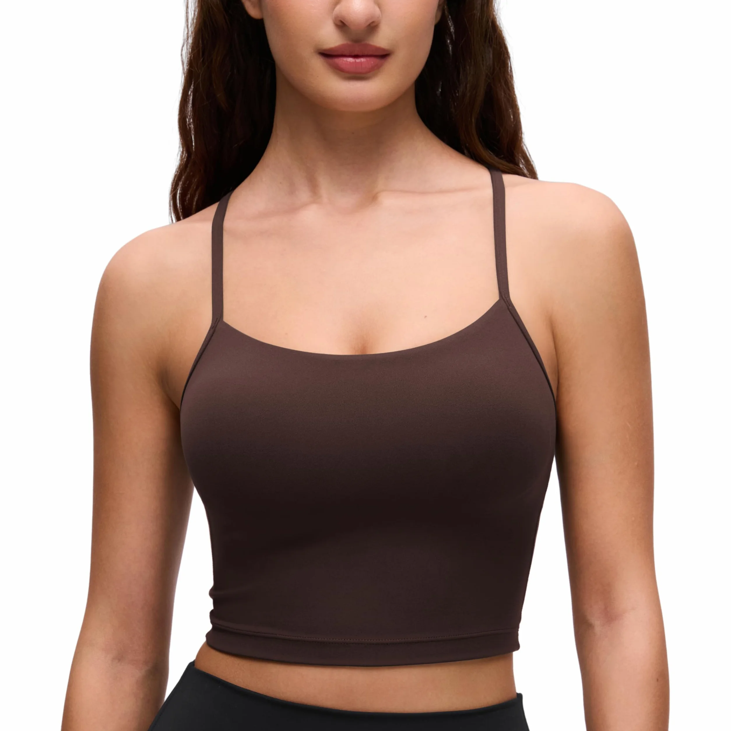 CRZ YOGA Kobiety Butterluxe Y Z powrotem Longline Sportowy biustonosze - Spaghetti Straps Racerback Wyściełkowane Yoga Workout Crop Tank Top