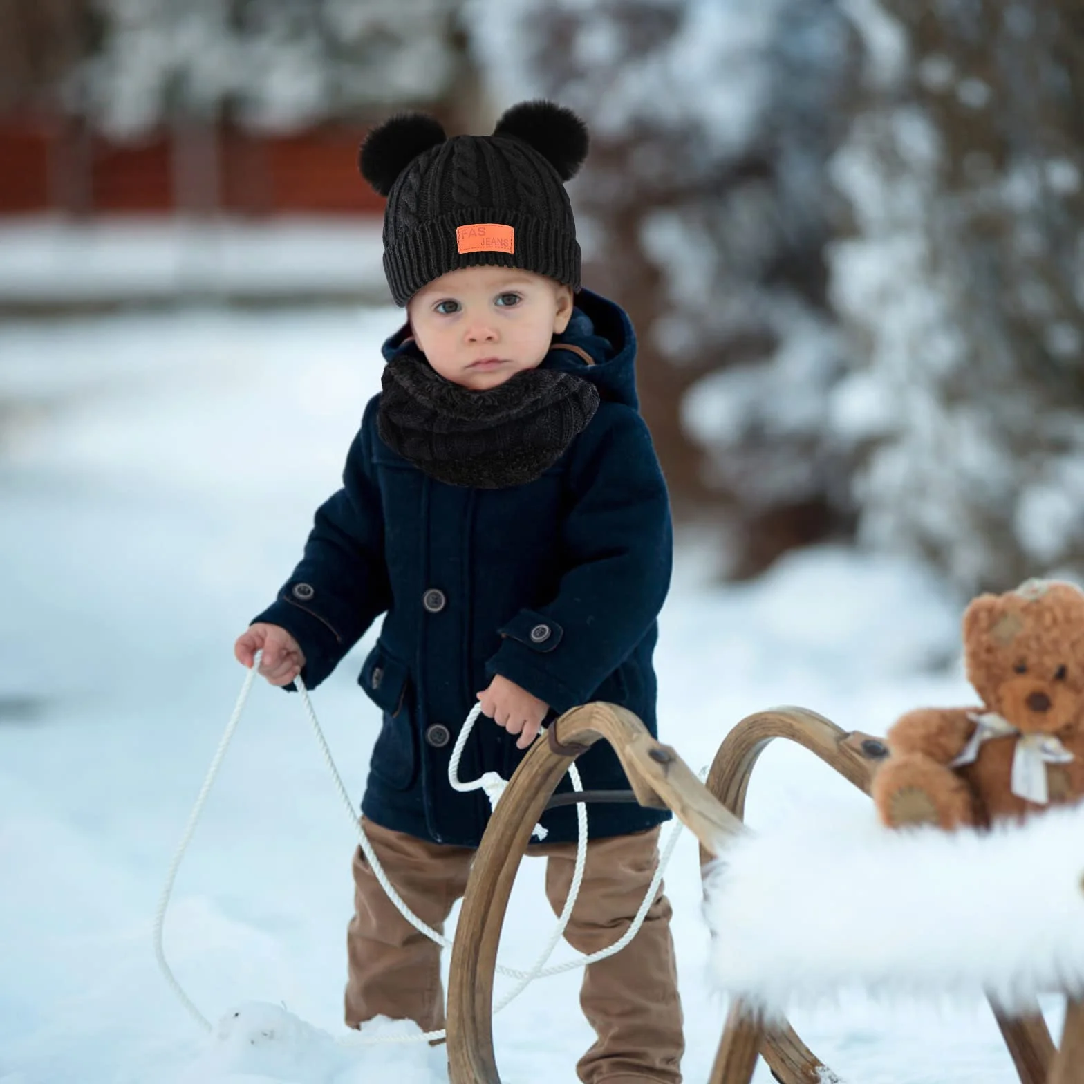 Bekecidi Dziecięca czapka, szalik, rękawiczki, zestaw zimowych czapek, czapka beanie, ciepła czapka z dzianiny, szal pętelkowy, czapka i rękawiczki, dla małych dzieci, zestaw dla chłopców i