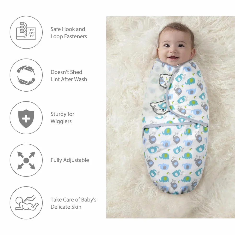 Vicloon Kocyki do owijania dla niemowląt, 2 szt. Kocyki do owijania, Organiczny bawełniany koc do owijania dla niemowląt 4-6 miesięcy 6-8 kg