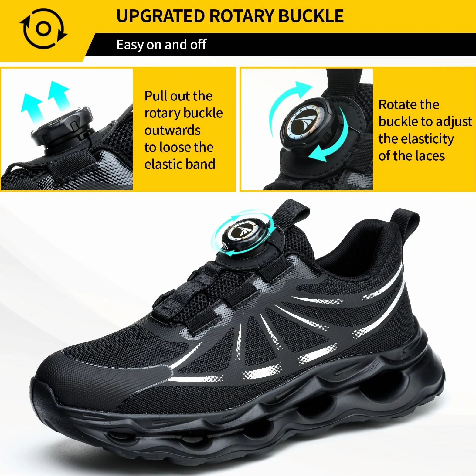 RASEARY Buty ochronne dla mężczyzn i kobiet antypoślizgowe lekkie buty robocze buty budowlane ze stalowym noskiem buty ochronne