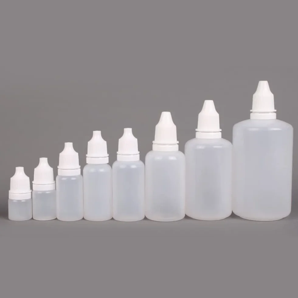 Othmro Plastikowa biała półprzezroczysta butelka z zakraplaczem 50 ml małe butelki z kroplami pusta wyciskana butelka na płyn do oczu 10 szt