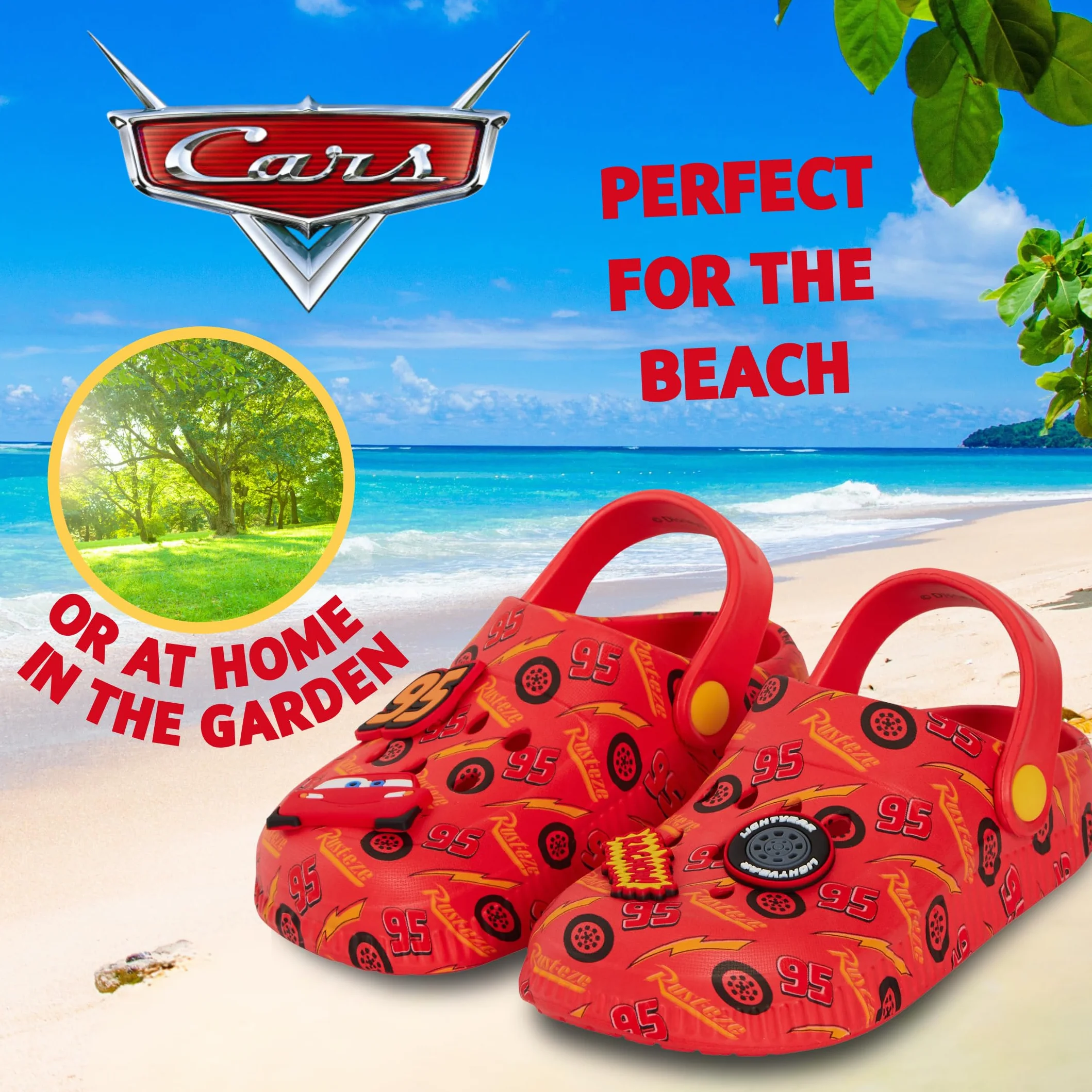 Disney Chłopięce sandały Lightning McQueen z paskiem na kostkę buty plażowe