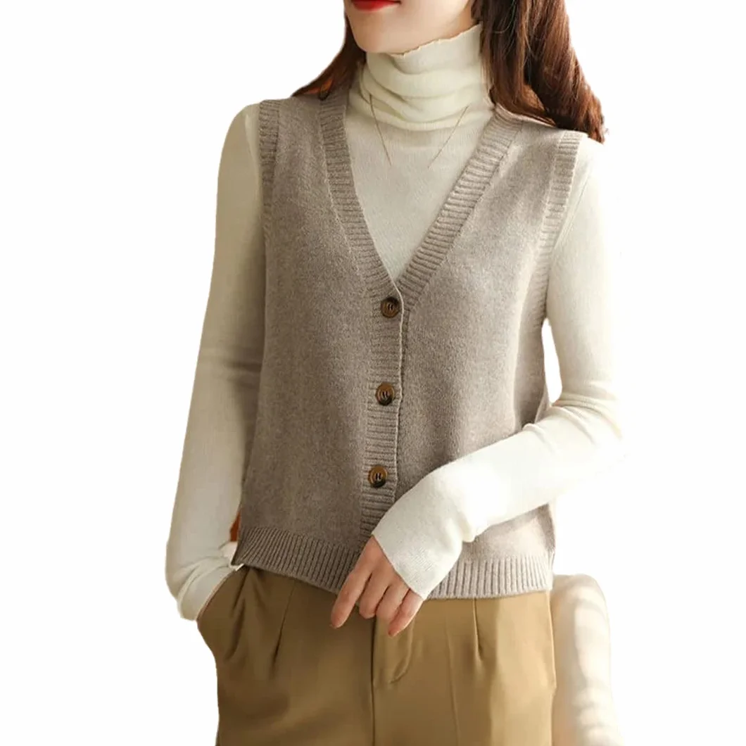 Ownwfeat Damski sweter bez rękawów z dzianinową krótką kamizelką