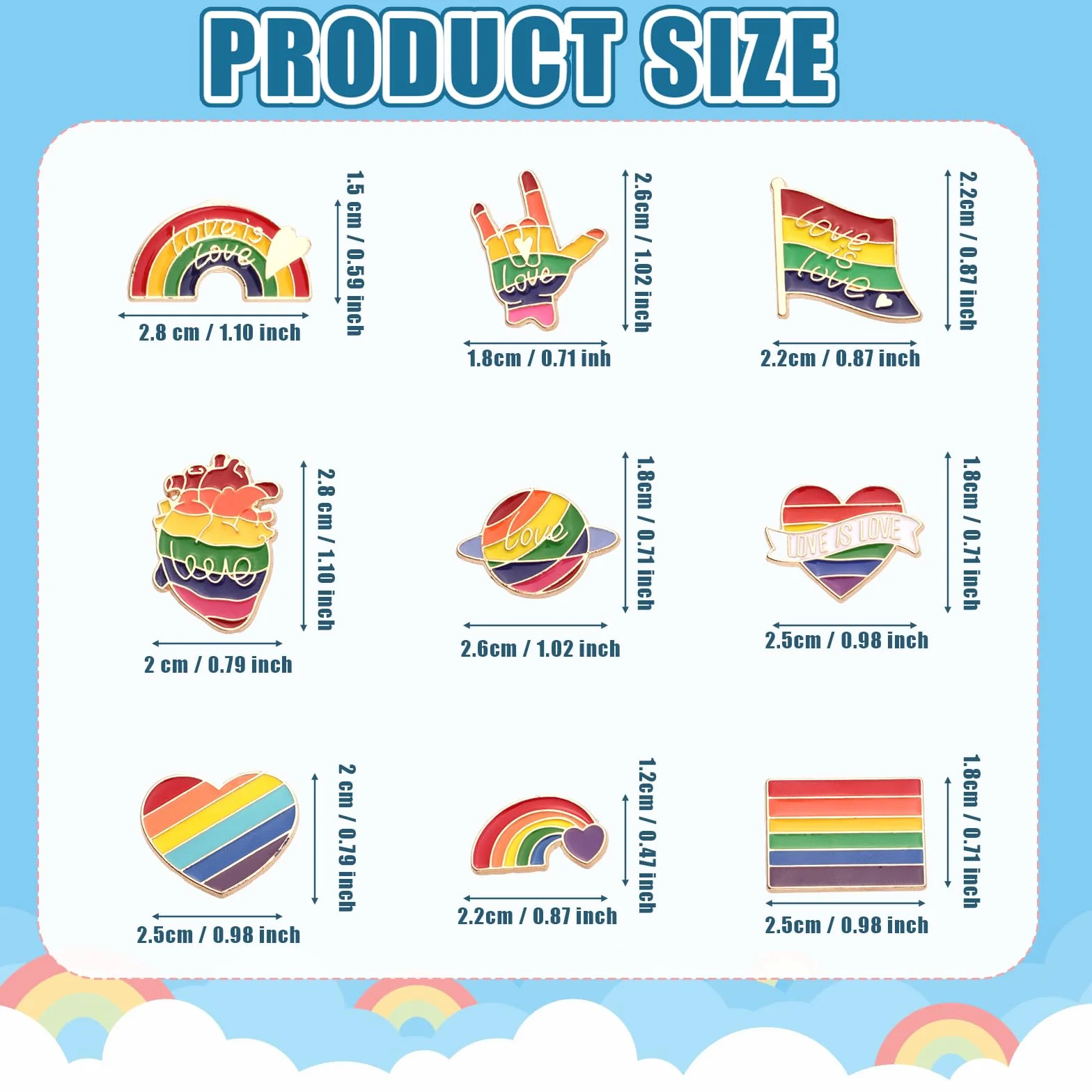 9 Sztuk Przypinka z Duma, Teczowa Duma Flaga Odznaka Gej LGBT Emalia Przypinki Duma Ally Pin Biseksualna Broszka dla Mezczyzn Kobiety Transplciowe Torby na Ubrania Kapelusze