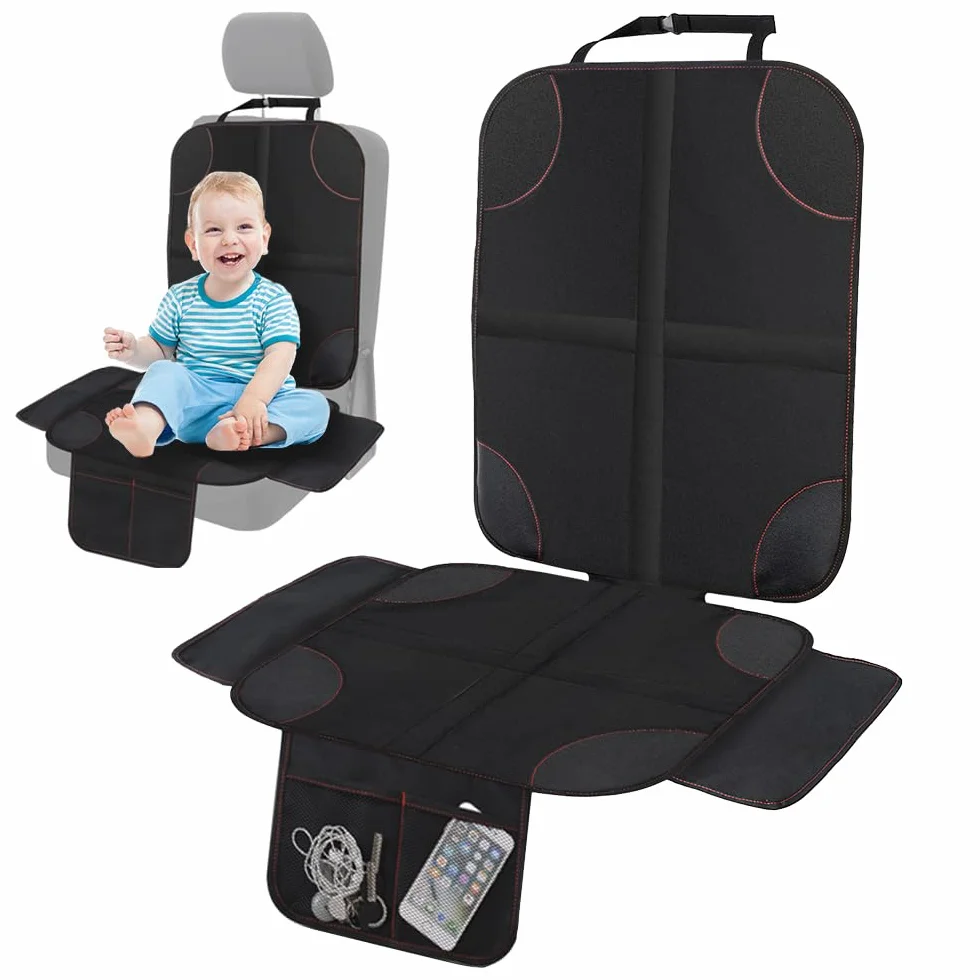 Podkładka pod fotelik samochodowy ISOFIX, z osłoną boczną, z kieszeniami z siatki, ochrona foteli samochodowych, odpowiednia dla niemowląt, małych dzieci