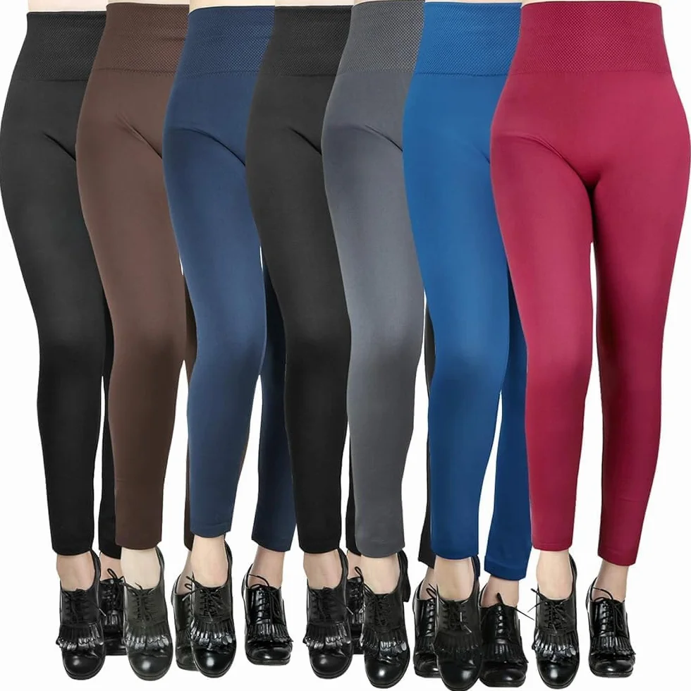 Moon Wood 7 Pack Women’s Fleece Lined Leggings High Waist Soft Stretchy Winter Warm Leggings