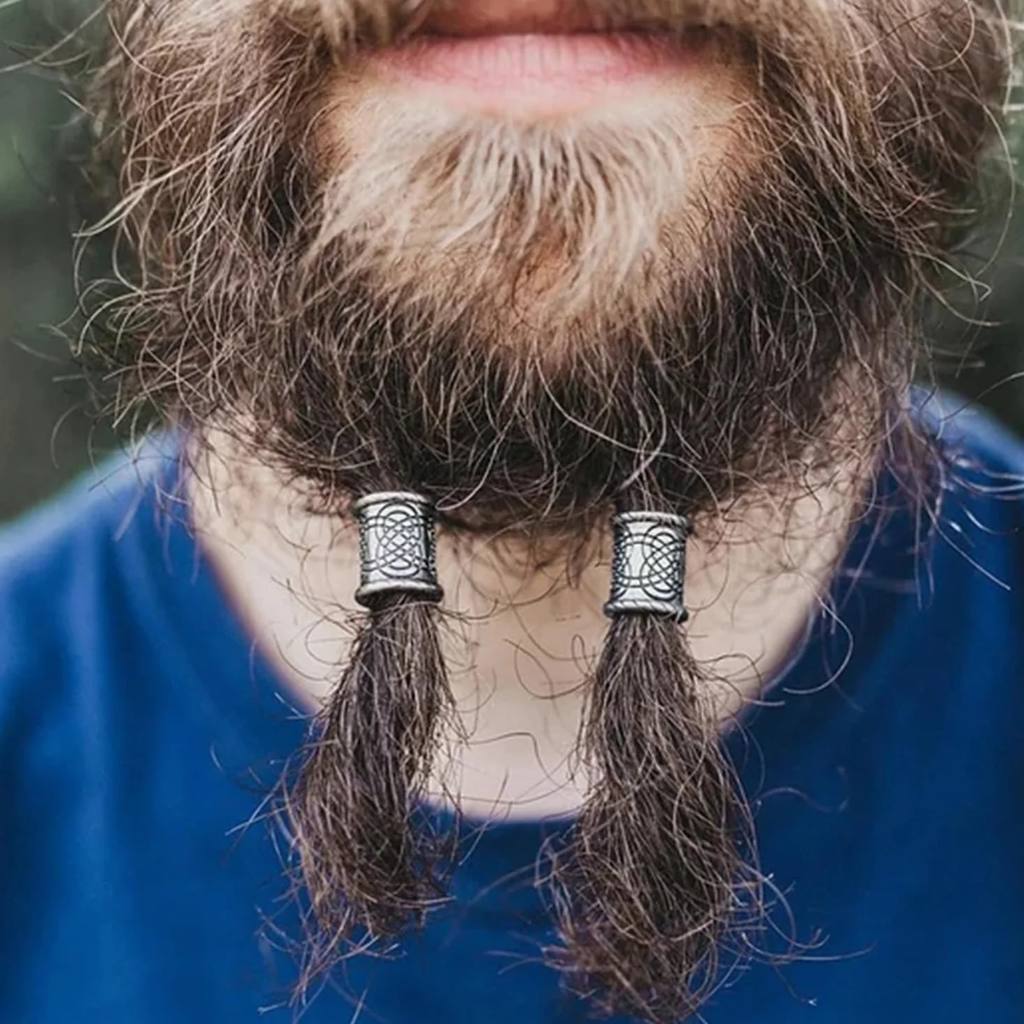 Wiking Beard Perła Broda Perła Brody Srebrna - Wewnętrzna średnica 6 mm Koraliki wikingów w kształcie brody do włosów Dredy Bransoletki Wisiorki Srebrne Naszyjniki Drzewo Vintage Srebrny Srebrny