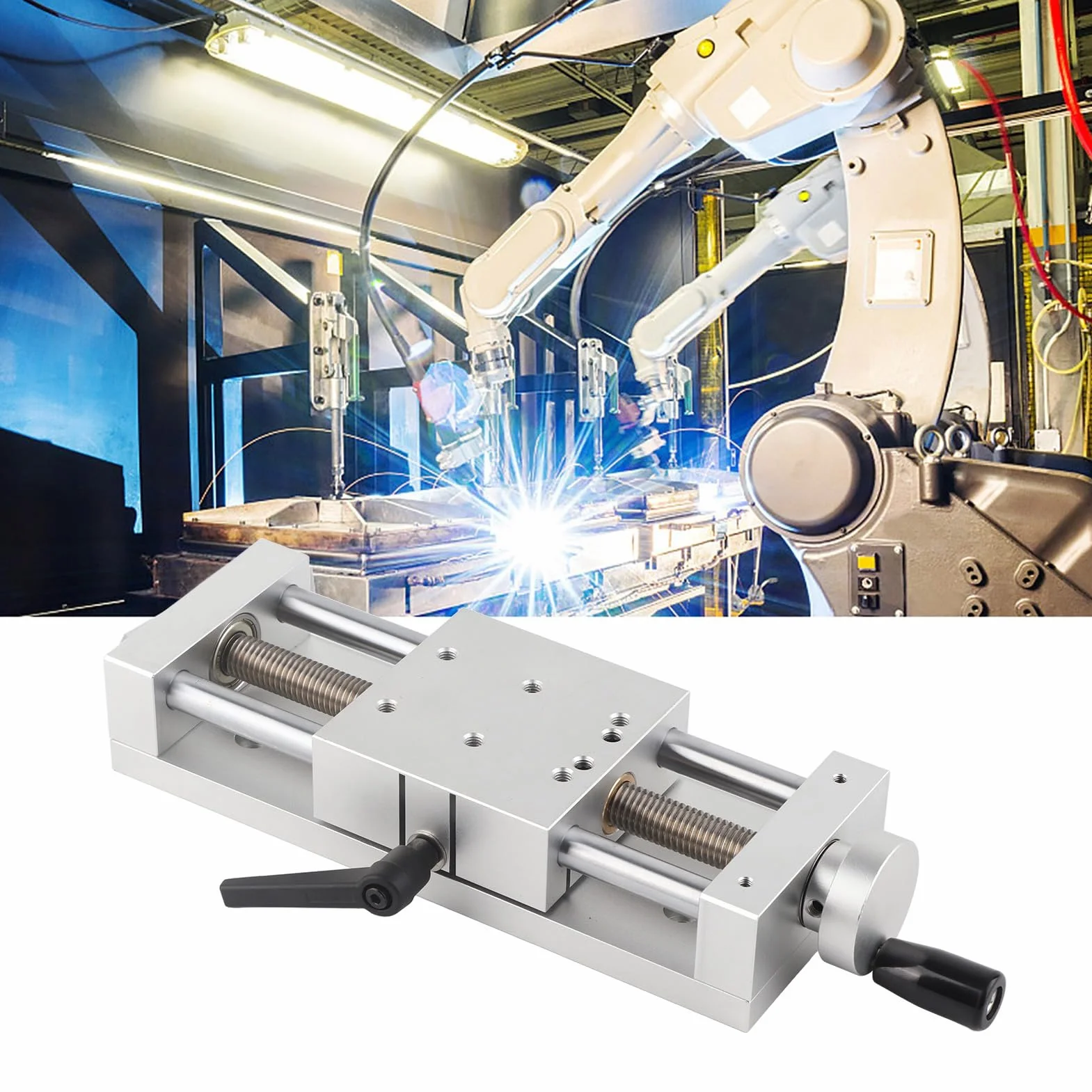 Stół Przesuwny Ręczny z Prowadnicą Liniową, Szyny Ślizgowe Precyzyjne ze Stopu Aluminium 80x80 mm, Prowadnica Prosta dla Stołu Przesuwnego, Krzyżowa Szyna z Skokiem 100mm