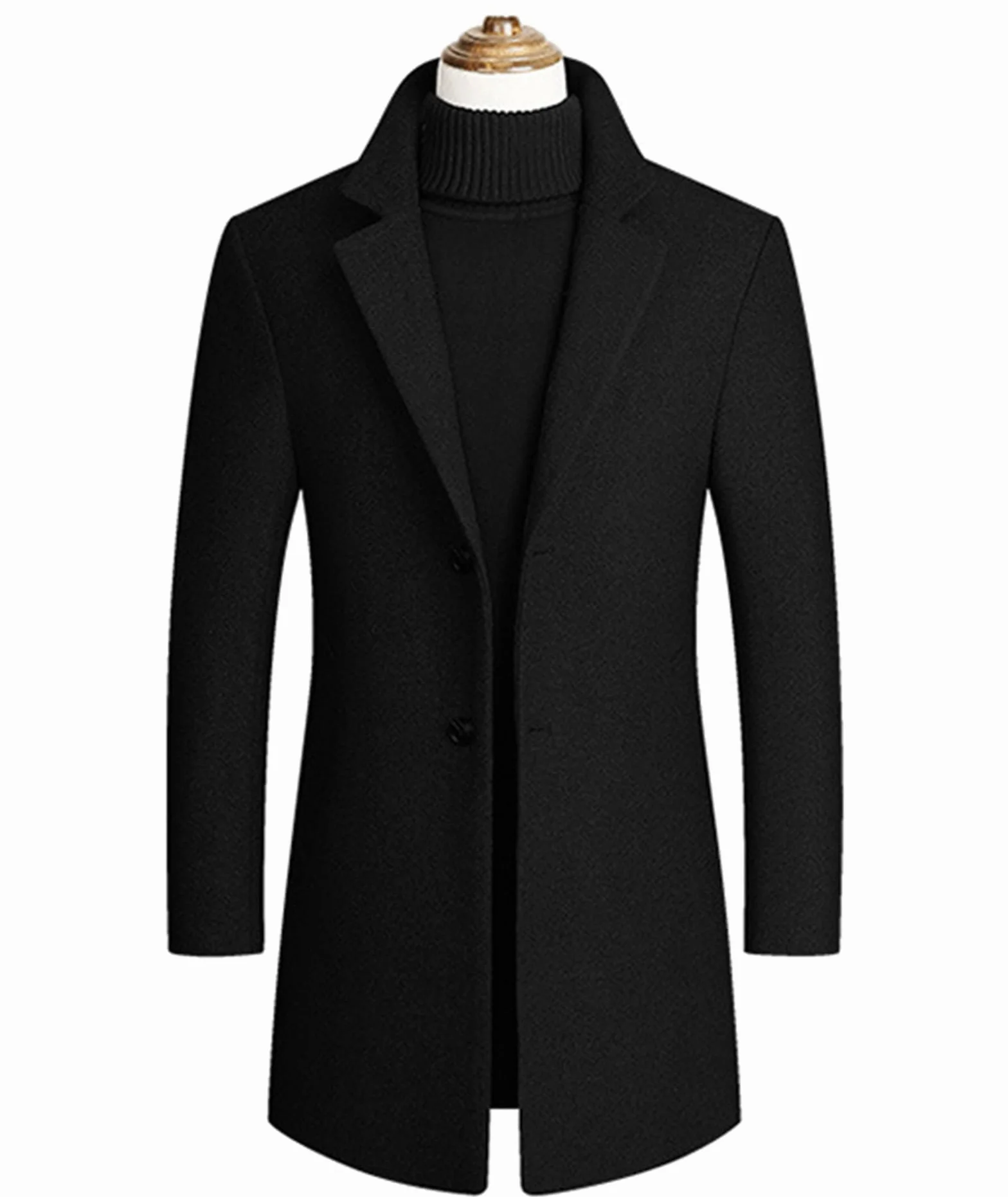 ECDAHICC Męski zimowy płaszcz z francuskiej wełny, trencz, casualowy, długi płaszcz groszkowy, Premium Classic Business suit