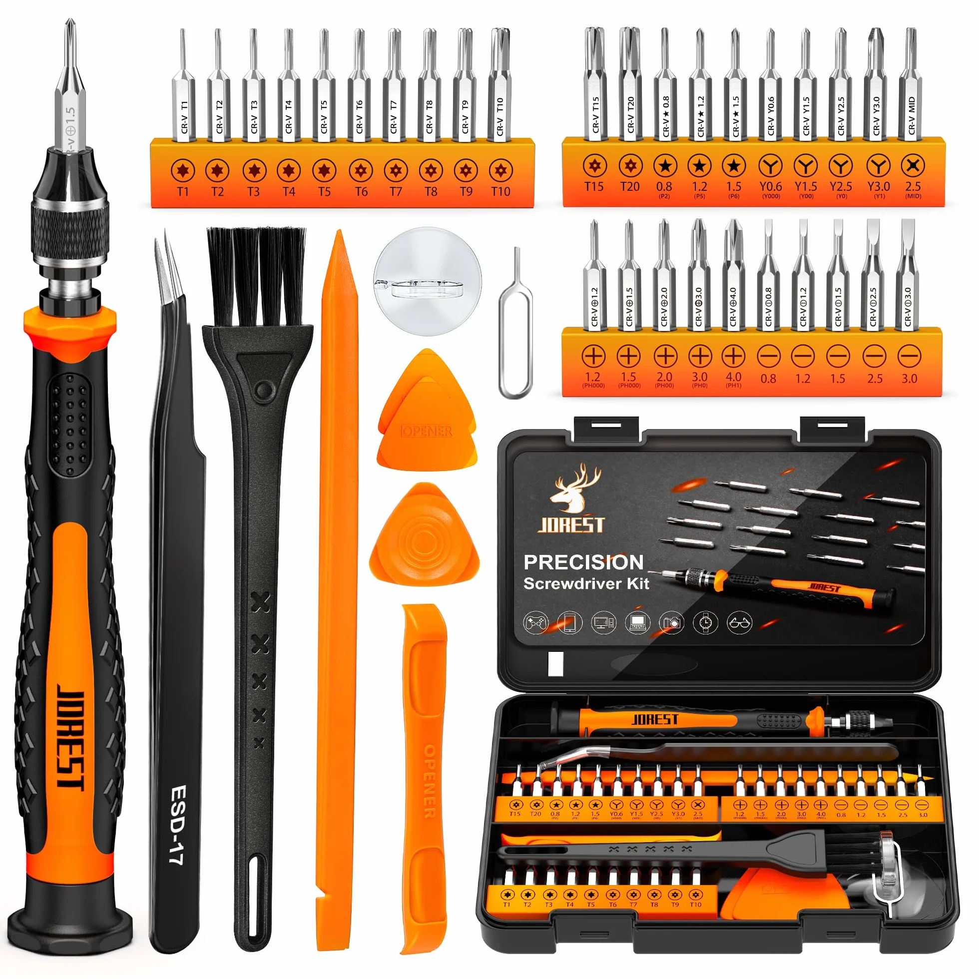 JOREST Zestaw wkrętaków precyzyjnych z zabezpieczeniem, Torx T5 T6 T8 T9, triwing Y00, gwiazdkowy P5 itp., do naprawy laptopa, konsoli Switch, PS4, Xbox, MacBooka, iPhone’a, dzwonka, zegarka, okularów