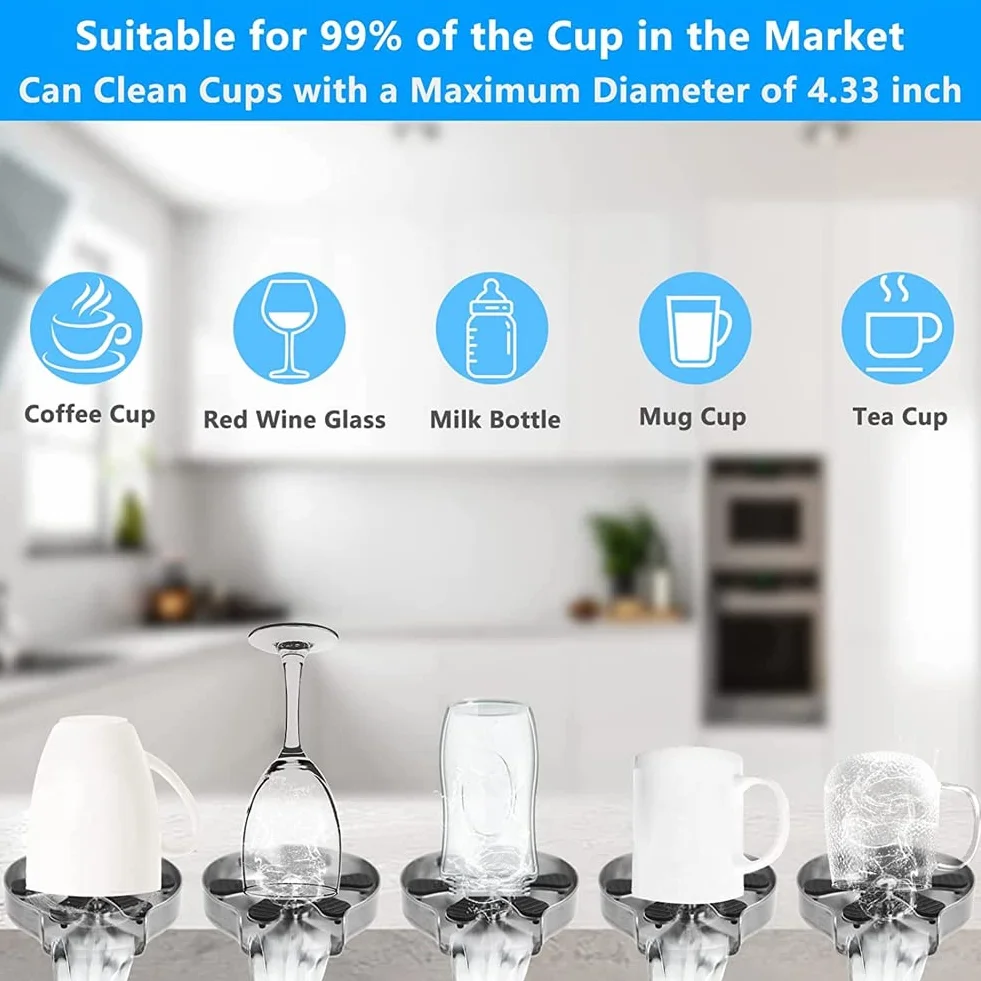 Lanko Cup Washer Glass Rinser for Kitchen Sink Tap Bottle Cleaner for Quick Cleaning at Bar Home Cafe