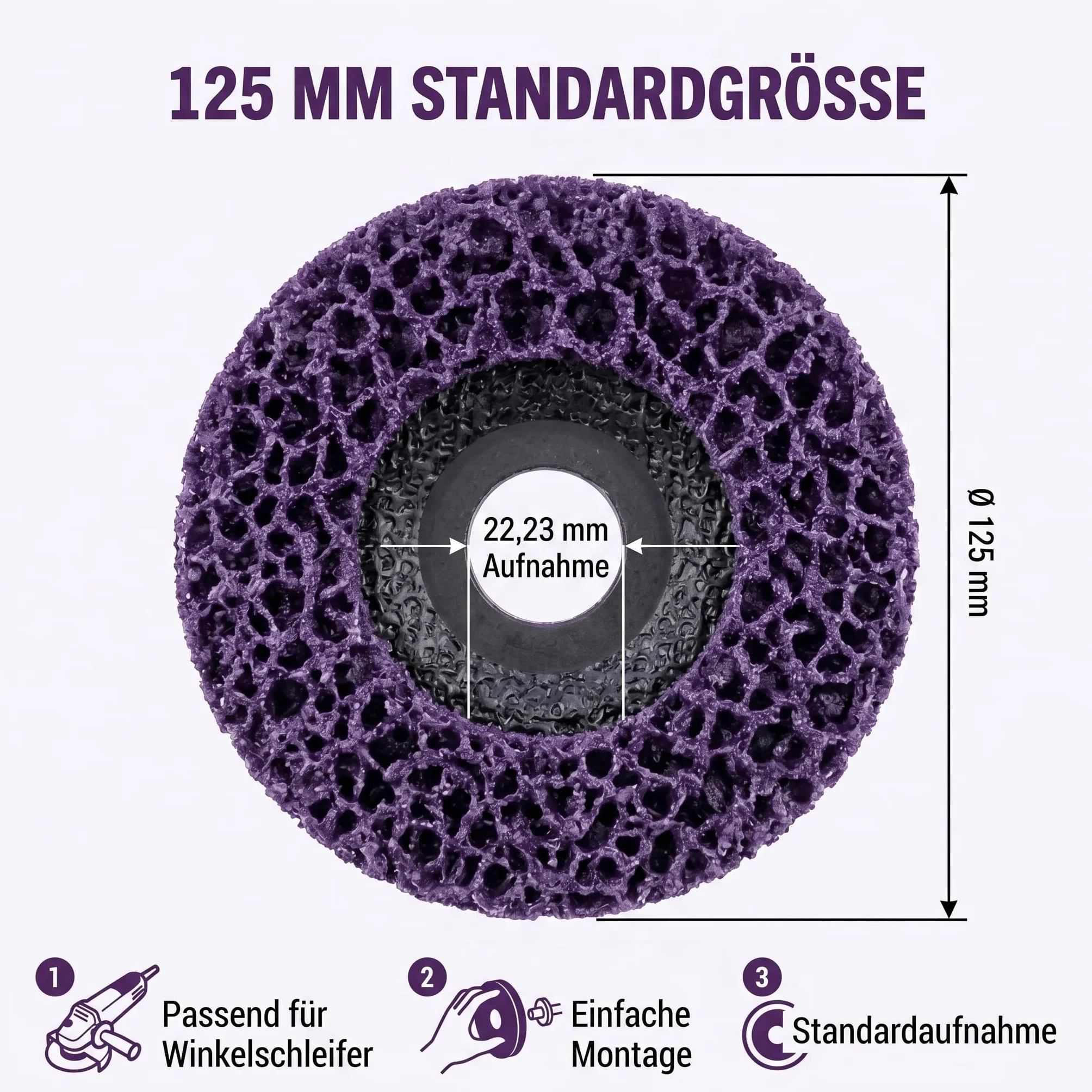 Woltersberger® 5 sztuk dużych tarcz czyszczących o średnicy 125 mm CSD włóknina do czyszczenia CBS nylon liliowy | purpurowy do szlifierek kątowych