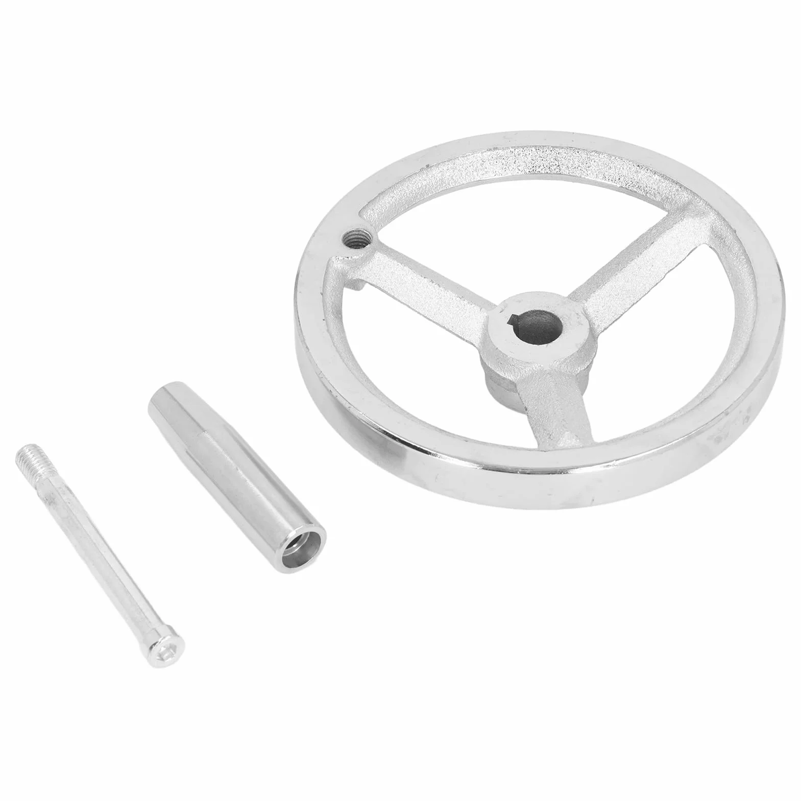 Koło Ręczne do Tokarki, 16x160MM żeliwne Chromowane Koło Ręczne ze Zdejmowanym Uchwytem, ​​wszechstronne Koło Ręczne do Tokarki z 3 Szprychami do Frezarki Tokarskiej Szlifierki