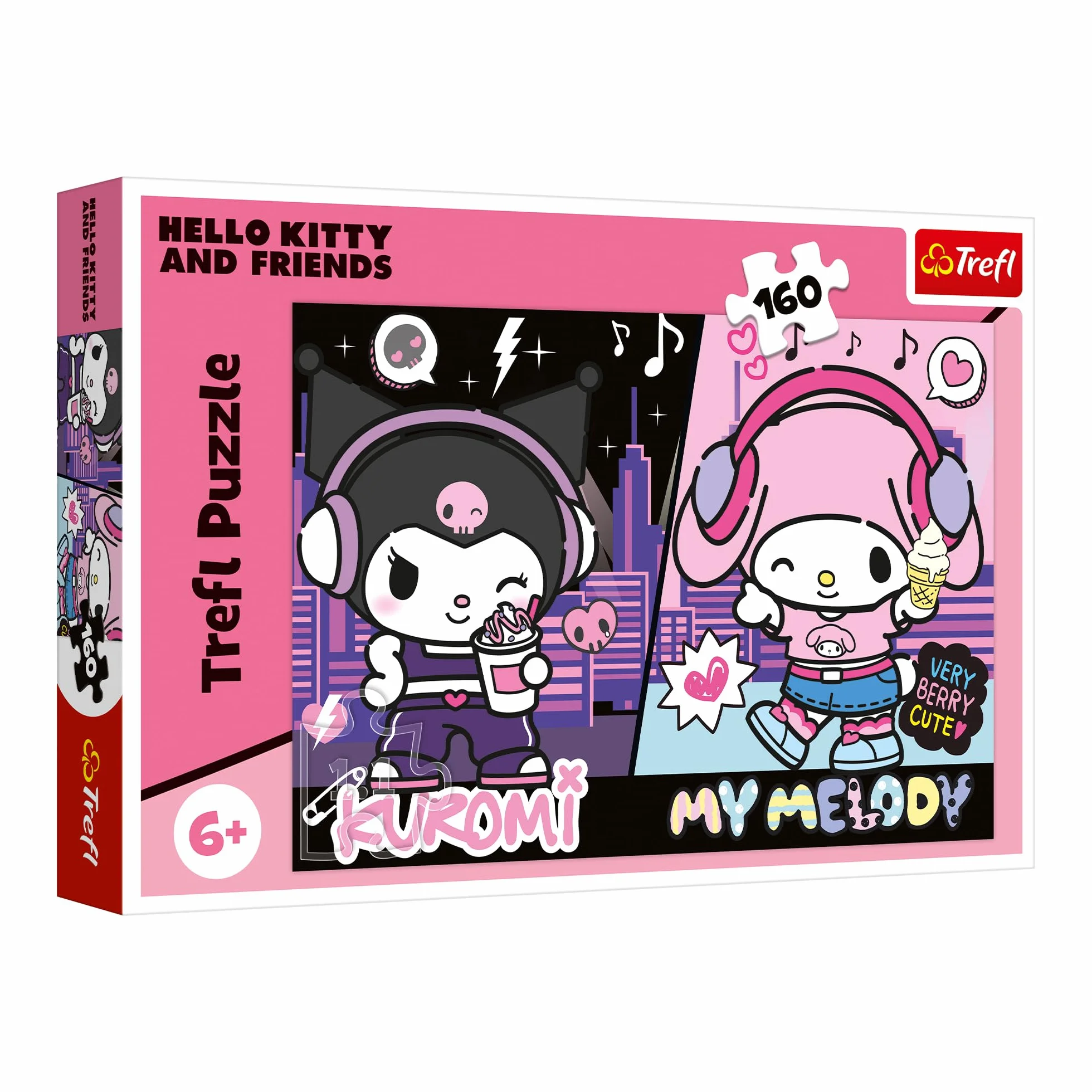 Trefl - Kuromi, Kuromi Rządzi - Puzzle 160 Elementów - Kolorowe Puzzle z Bohaterami Bajki, Kreatywna Rozrywka, Zabawa dla Dzieci od 6 lat