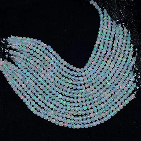 Naturalny AAA etiopski opal welo ogień kamień szlachetny 5 mm okrągłe gładkie koraliki 20 cm sznur