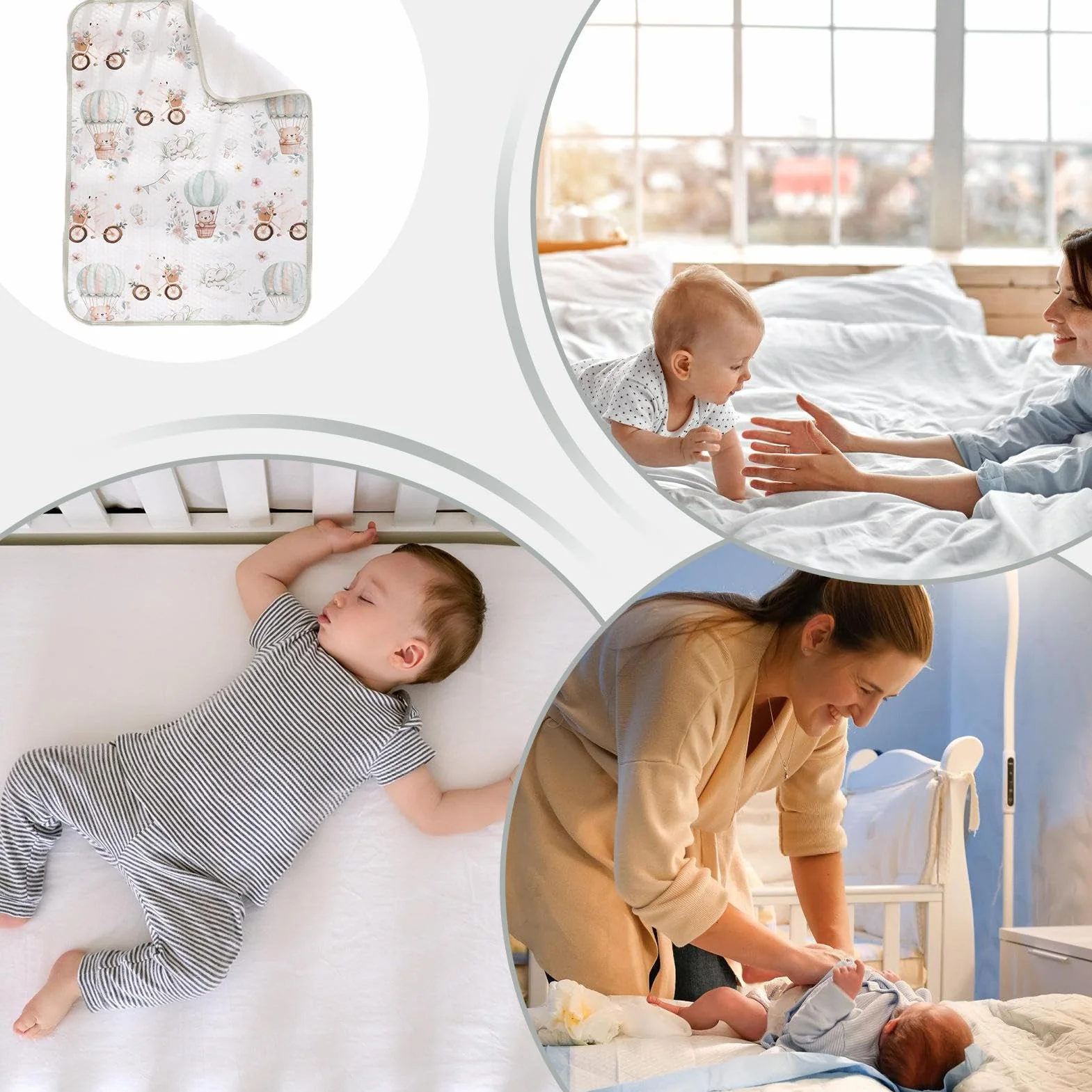 Waterproof Crib Mattress Protector, Absorbent Bassinet Liner Sheet 70x50cm, Potty Training, Nursery Setup, Overnight Protection for Travel and Home, Enduring and Washable