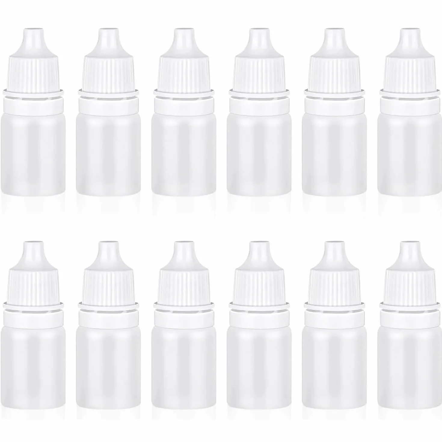 Luxiremi 12 sztuk butelek z tworzywa sztucznego 5 ml, pusta butelka na krople do oczu z nakrętką i lejkiem, biała, wyciskana butelka na krople do oczu