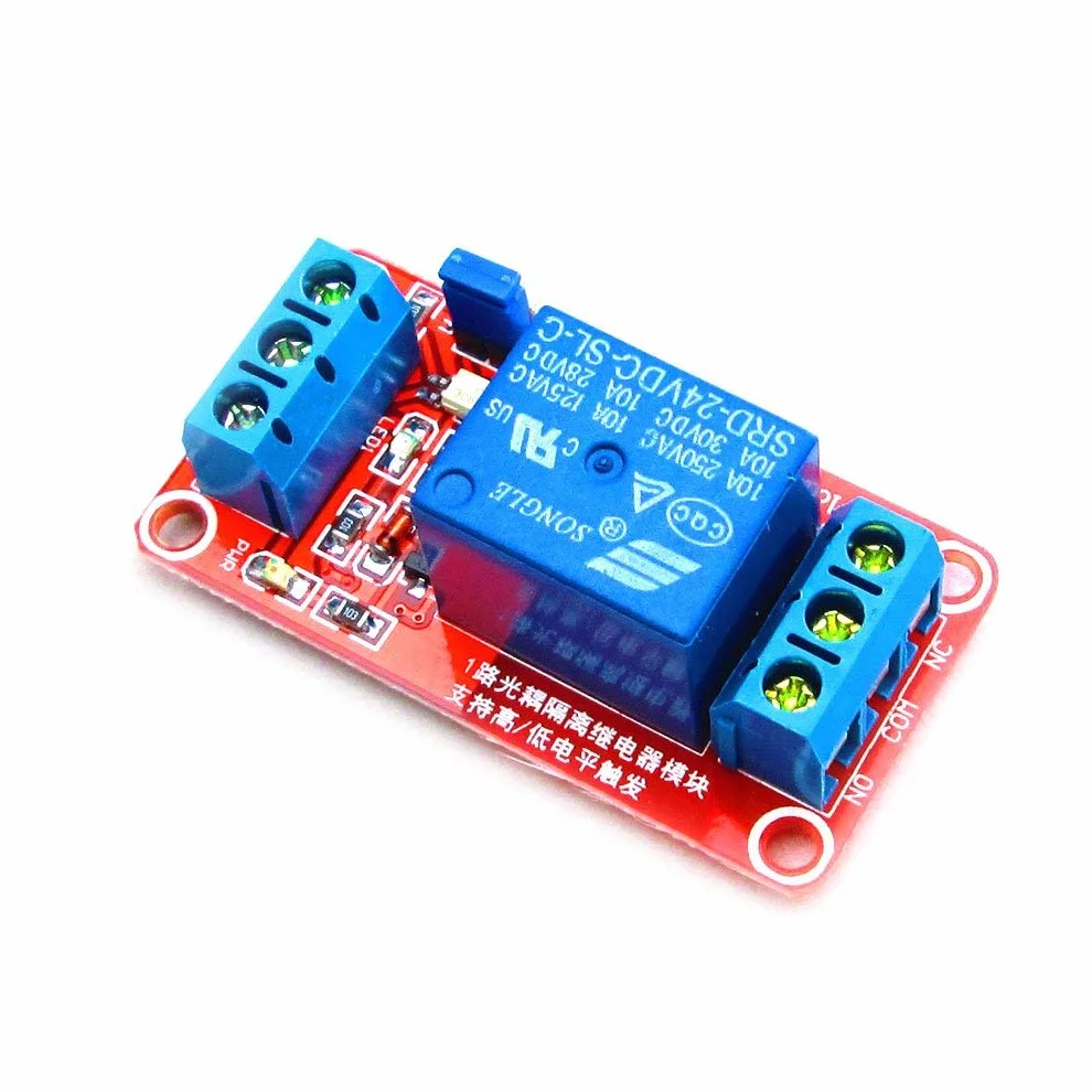 Hailege 2 szt. DC 24 V 1-kanałowy moduł przekaźnika z izolacją OPTO Support High or Low Level Trigger