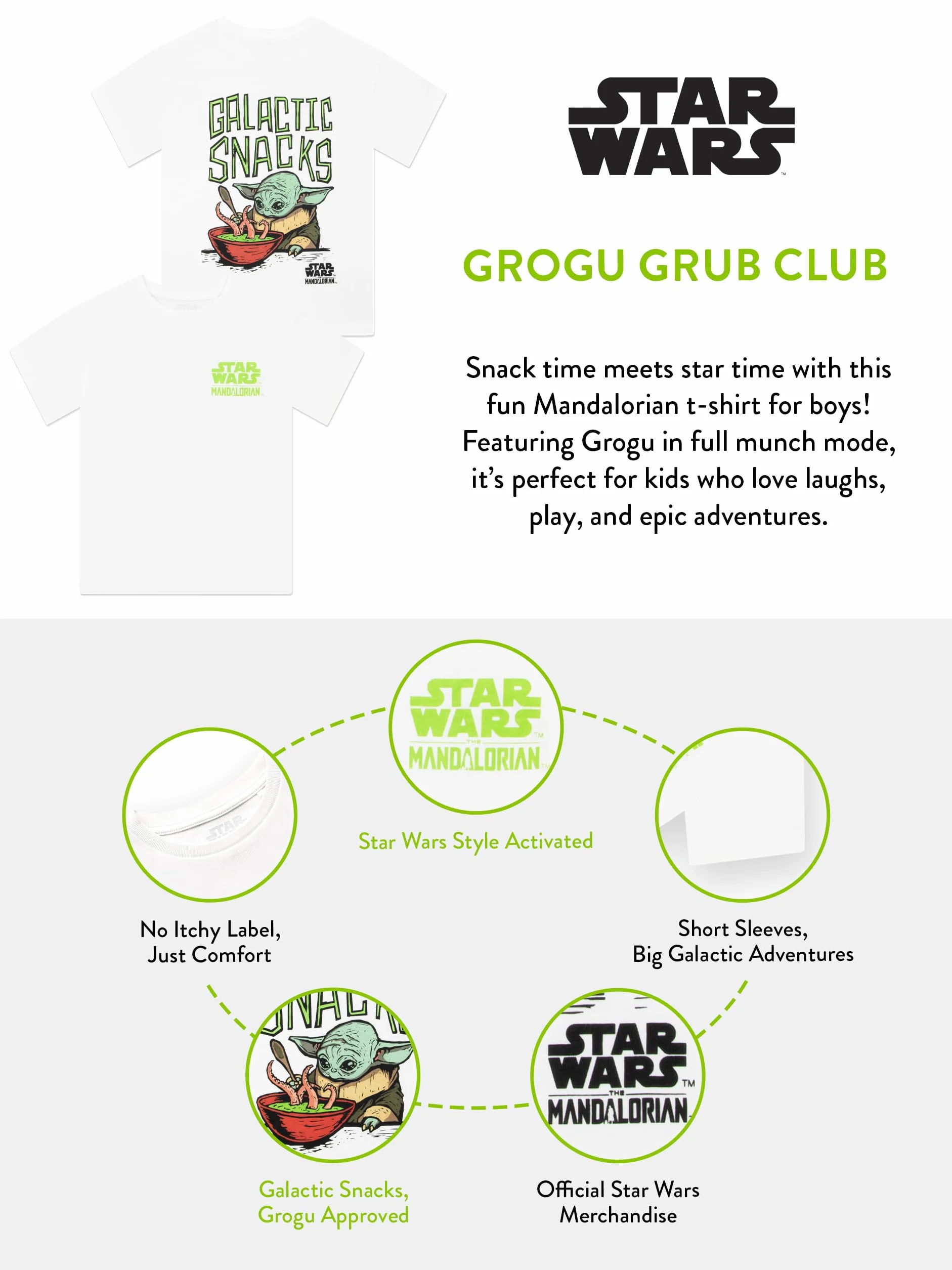 Star Wars The Mandalorian T-Shirt Dla Chłopców Grogu Krótki Rękaw