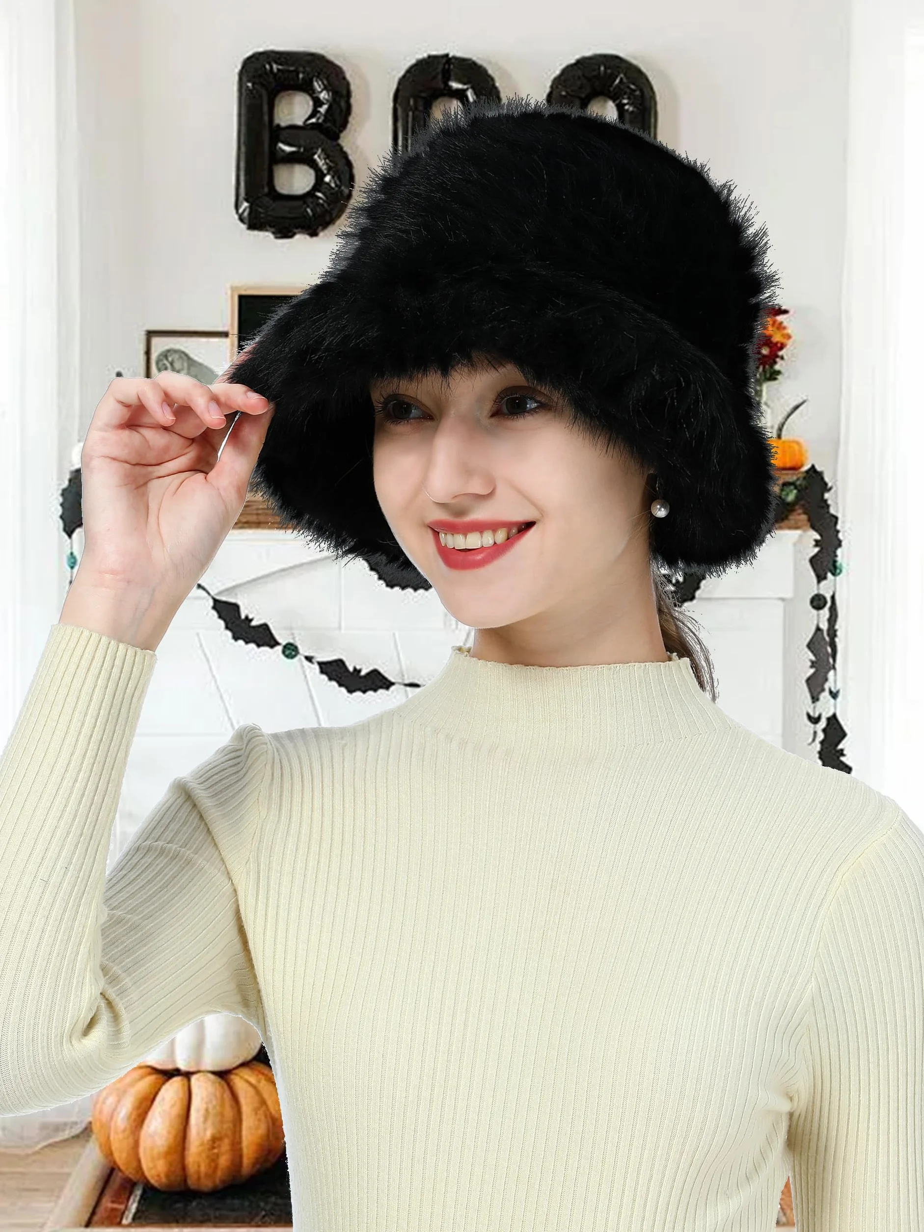 Soul Young Damska czapka zimowa ze sztucznego futra bucket cloche