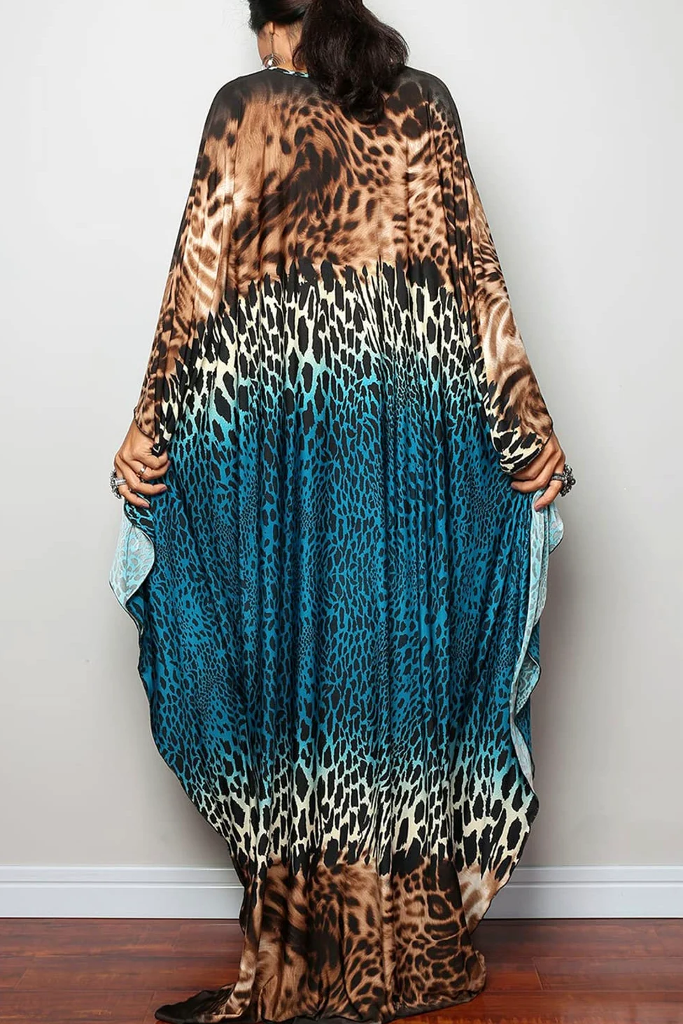 Letnia kwiecista luźna kaftan boho plaża bikini okrycie sukienka plus size szlafrok dla kobiet