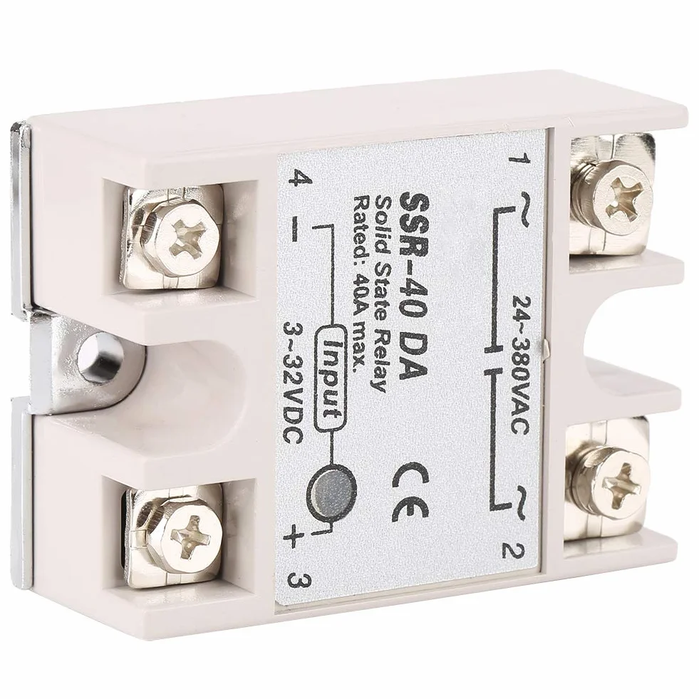 Halbleiterrelais SSR-40DA 40A Einphasen-Halbleiterrelais Eingang 3-32V DC Ausgang 24-380V AC