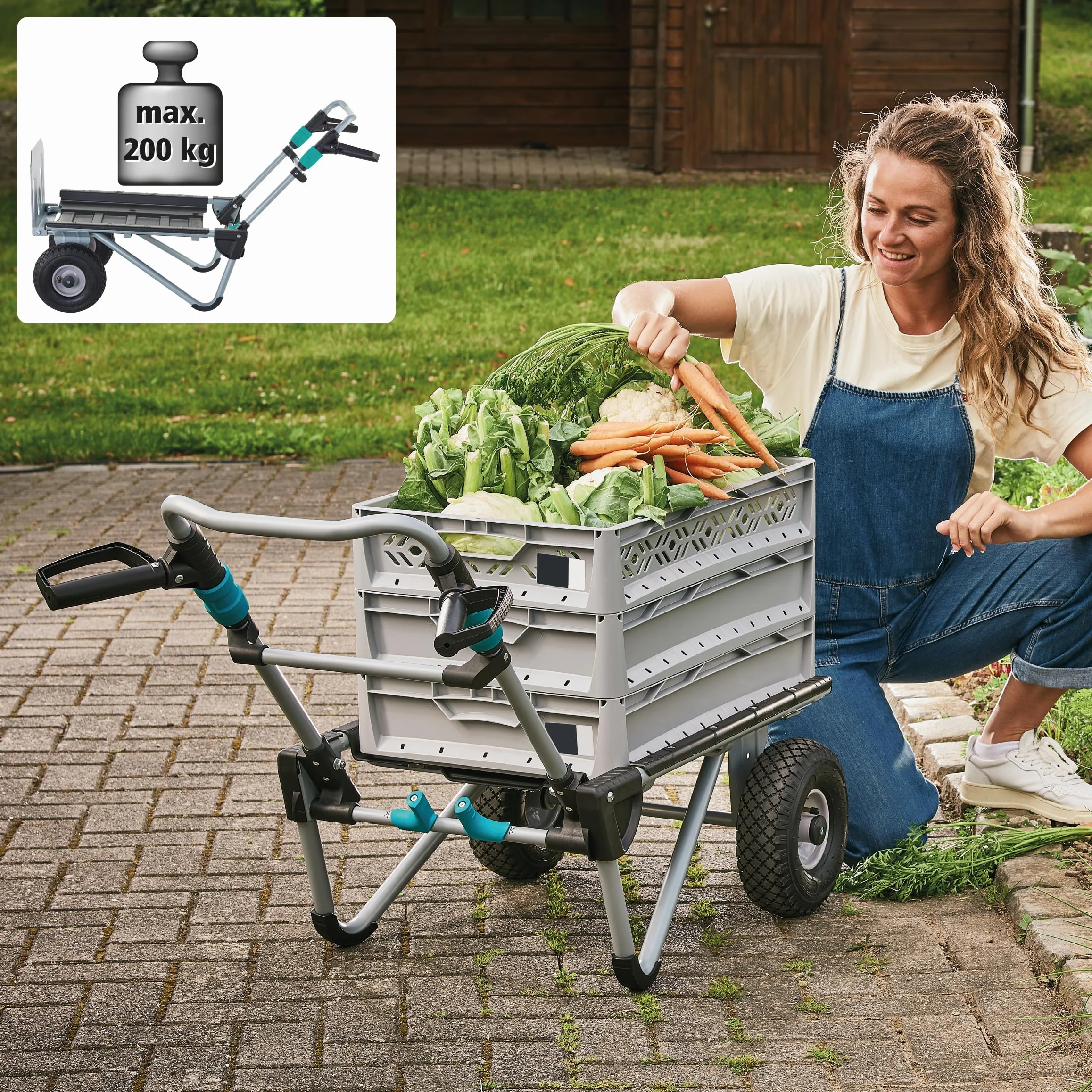 wolfcraft System transportowy TS 2500 I 5535000 I funkcja 2 w 1: wózek transportowy i wózek przesuwny I elastyczne zastosowanie I funkcja szybkiego składania I obrotowe uchwyty I kompaktowy wymiar po