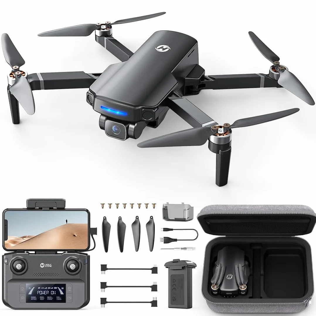 Holy Stone HS360S Dron GPS z Kamerą 4K dla Początkujących, FPV Składany Kwadrokopter z Transmisją HD 5G na 3 km, Silnik Bezszczotkowy, Tryb Śledzenia, Inteligentny Powrót, <249 g