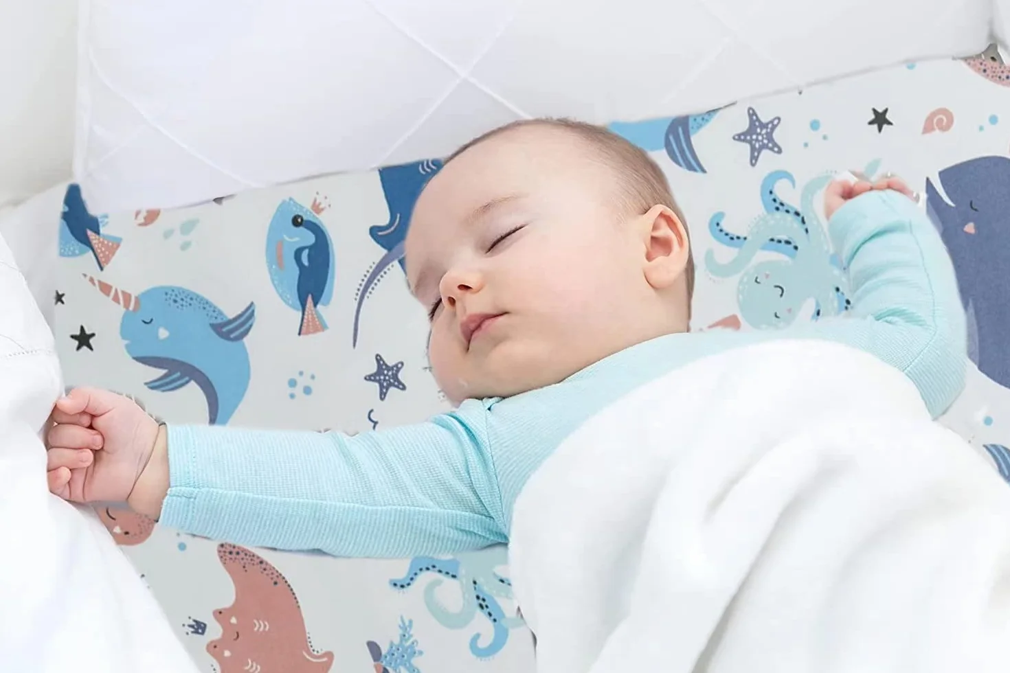 2 x prześcieradło na łóżko dziecięce, 120 x 60 cm, bawełna, miękkie prześcieradło, hipoalergiczne, w pełni elastyczna spódnica, oddychające, łatwe w pielęgnacji