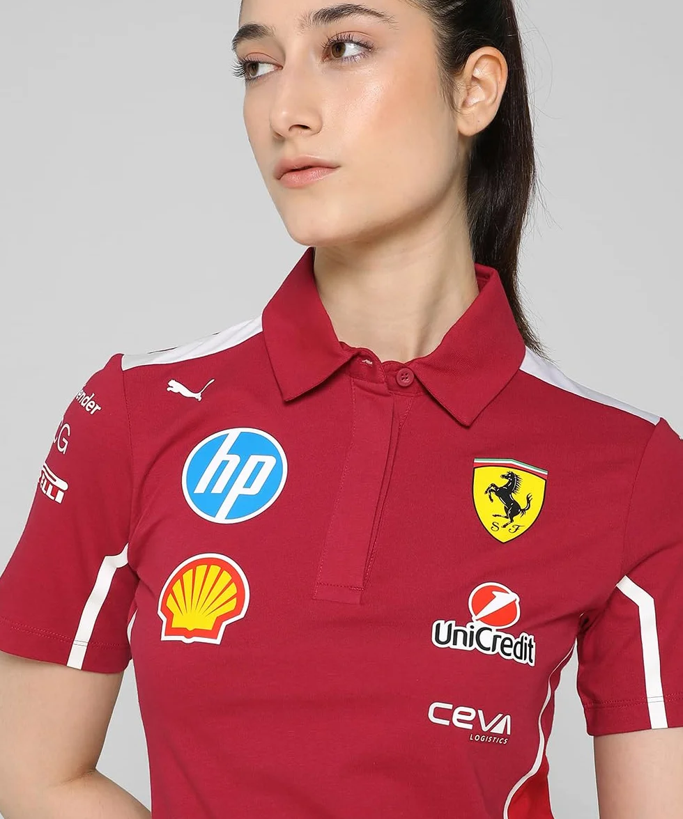 PUMA Scuderia Ferrari F1 2025 damska koszulka polo drużynowa - czerwona