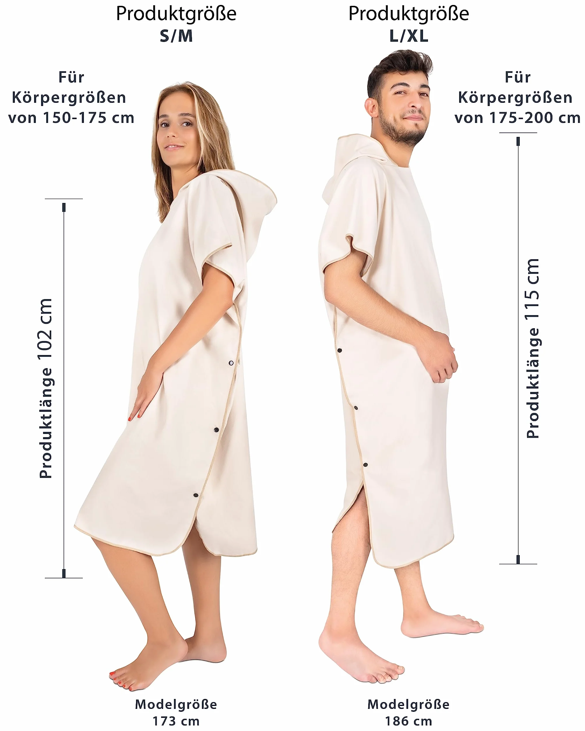 Gräfenstayn Ponczo kąpielowe Öekotex 100 z guzikami dla dorosłych