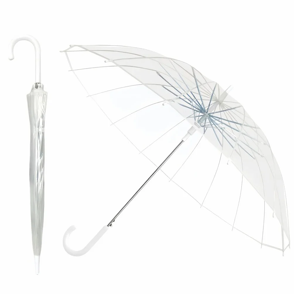 Przezroczysty parasol przeciwdeszczowy automatyczny J Hook dla dorosłych na wesele