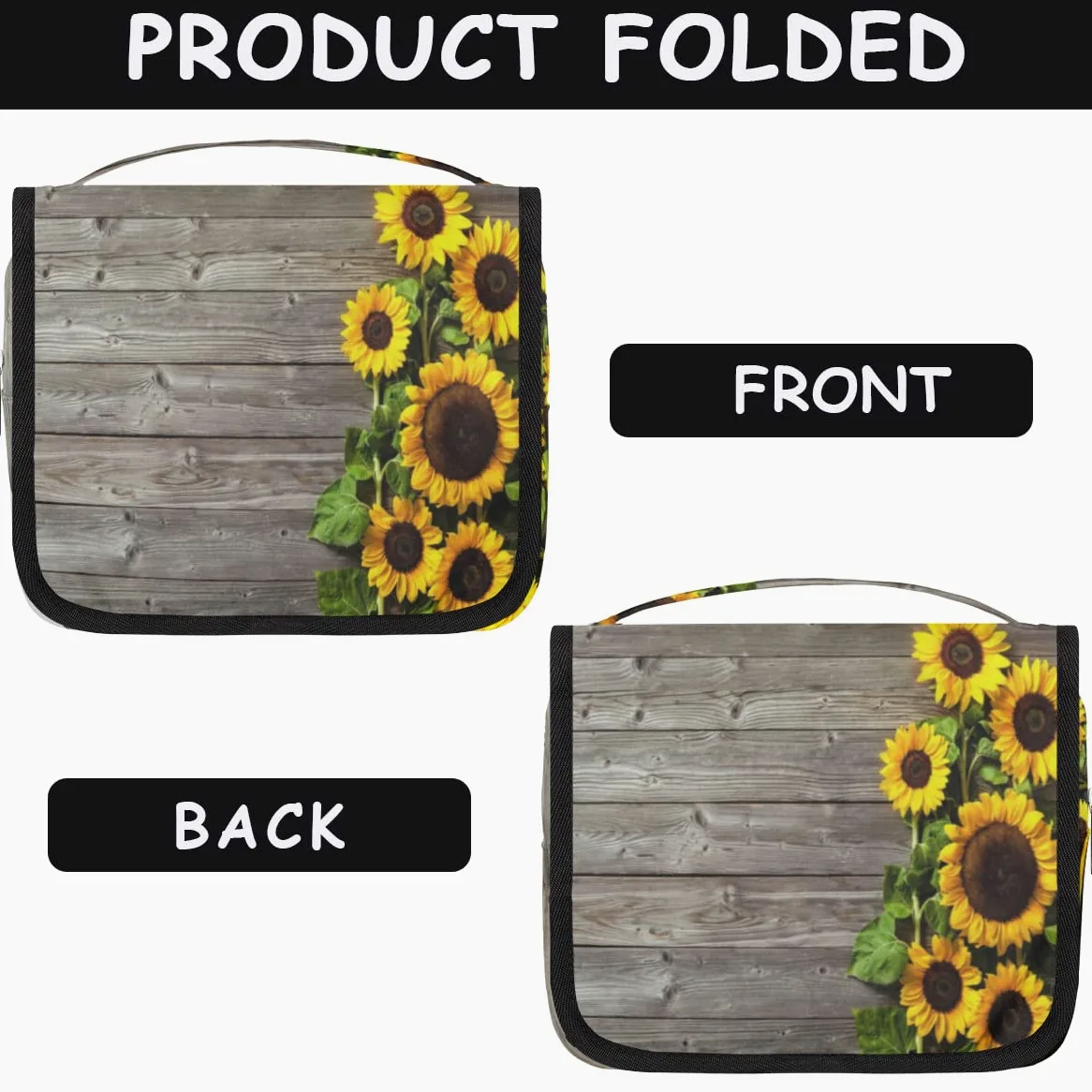 Słonecznik Deski Podróżna Kosmetyczka Słonecznik Retro Mycie Torba Unisex Wiszące przybory toaletowe Kosmetyczka Organizer do makijażu, wielobarwny, Jeden rozmiar