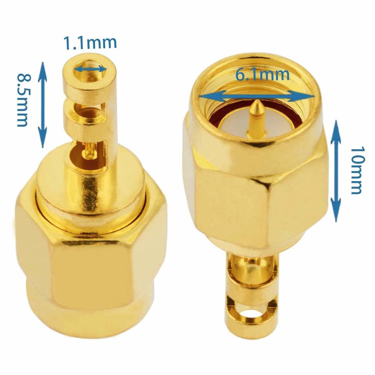 Vecys 10 Sztuk SMA Męskie Złącze 50 Omów Wtyk SMA Lutowane Złącze do Kabla Koncentrycznego RF 1.37mm RG178