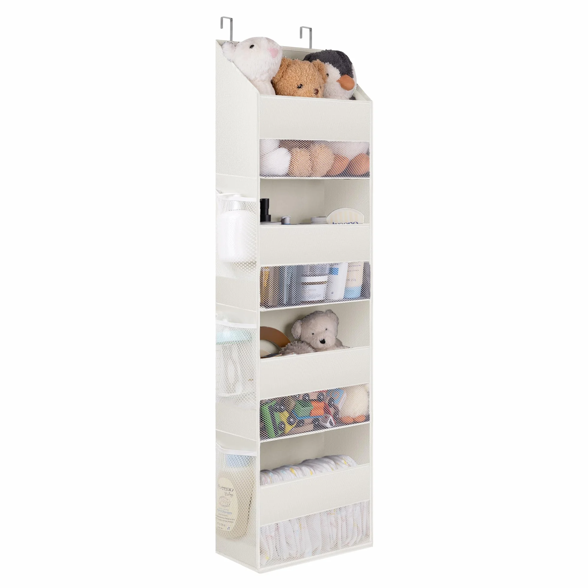 GRANNY SAYS 4-półkowy organizer do przechowywania nad drzwiami, 1 x wiszący organizer do przechowywania z tyłu drzwi, wiszący organizer do przechowywania, over door hanging storage organizer, Beżowy