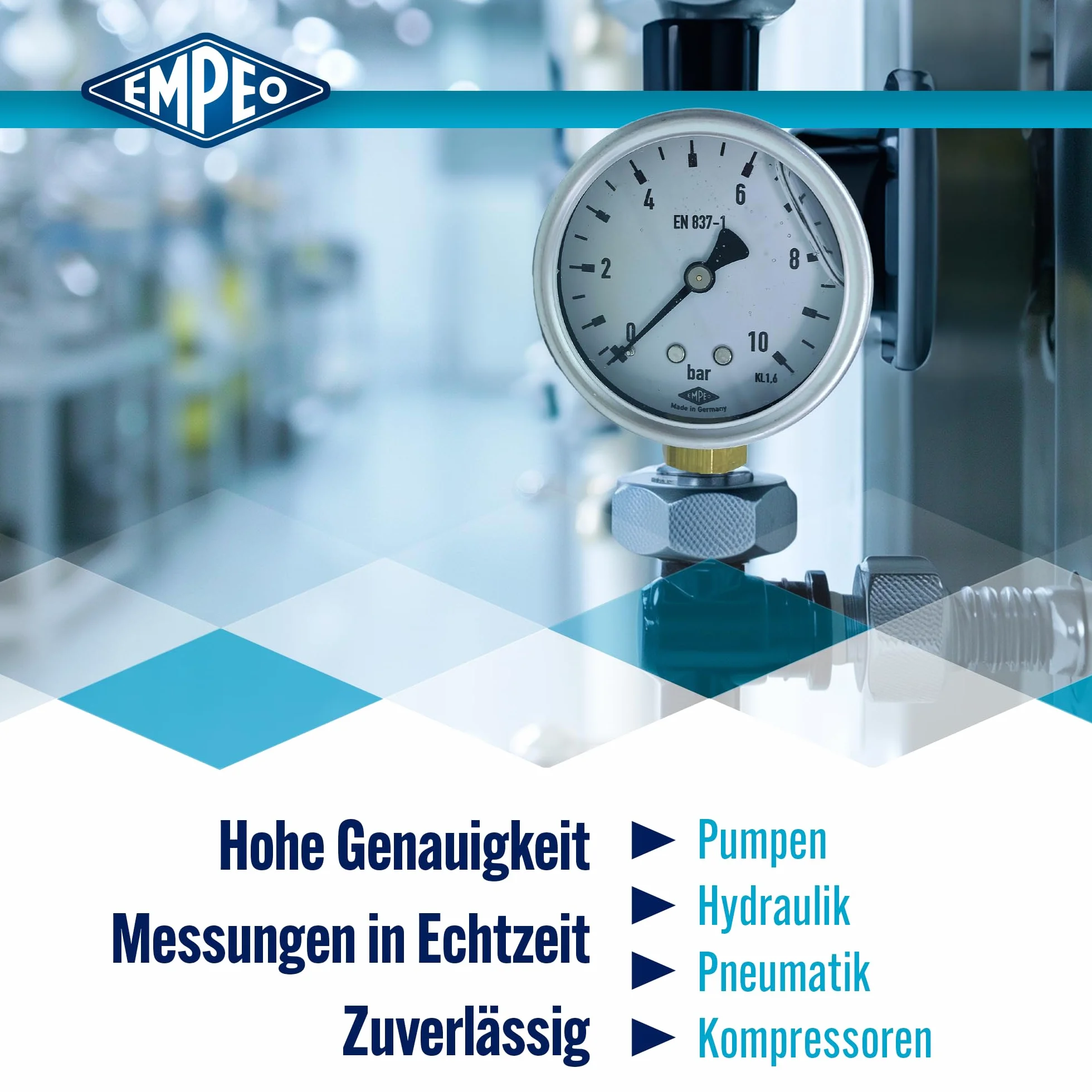 Manometr, NG63, 0-1bar, G1/4" wypełniony gliceryną