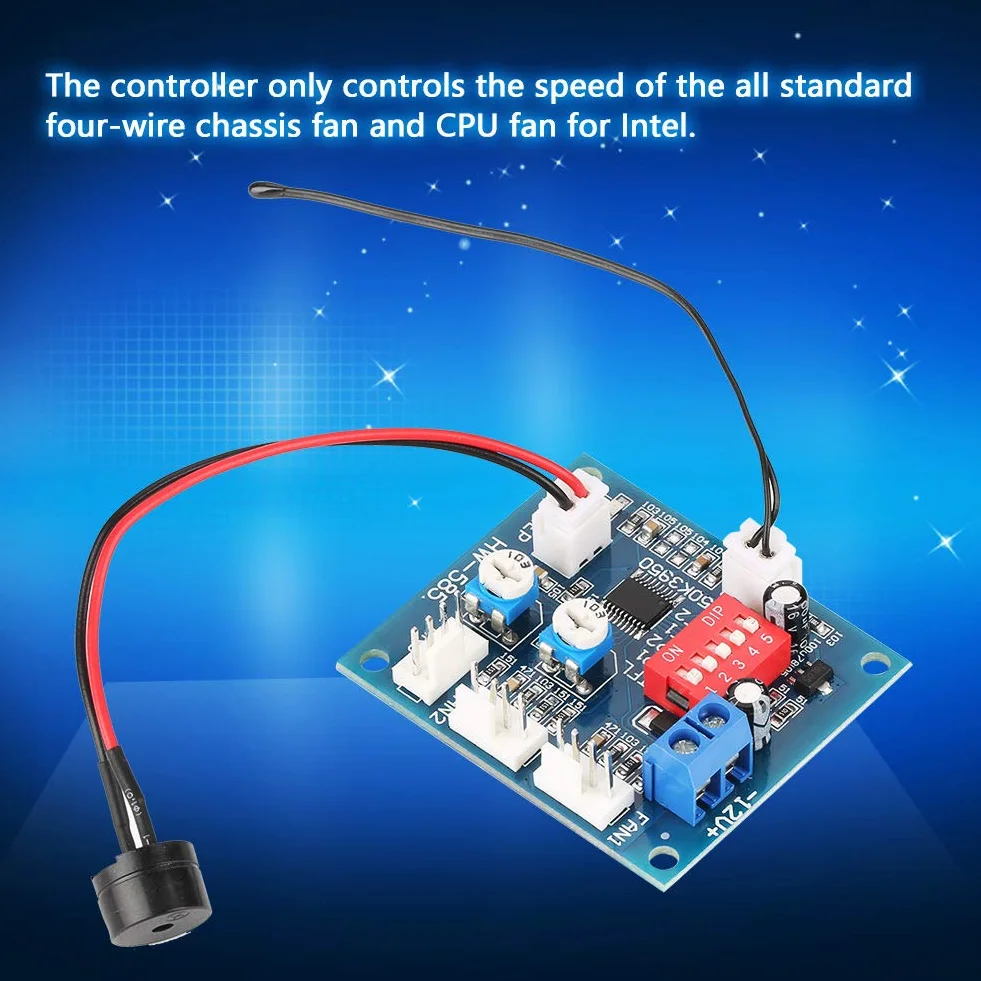 Regulator prędkości, czteroprzewodowy termostat DC 12 V Wentylator PWM Moduł regulatora prędkości do sondy PC Buzzle, kontroler wentylatora